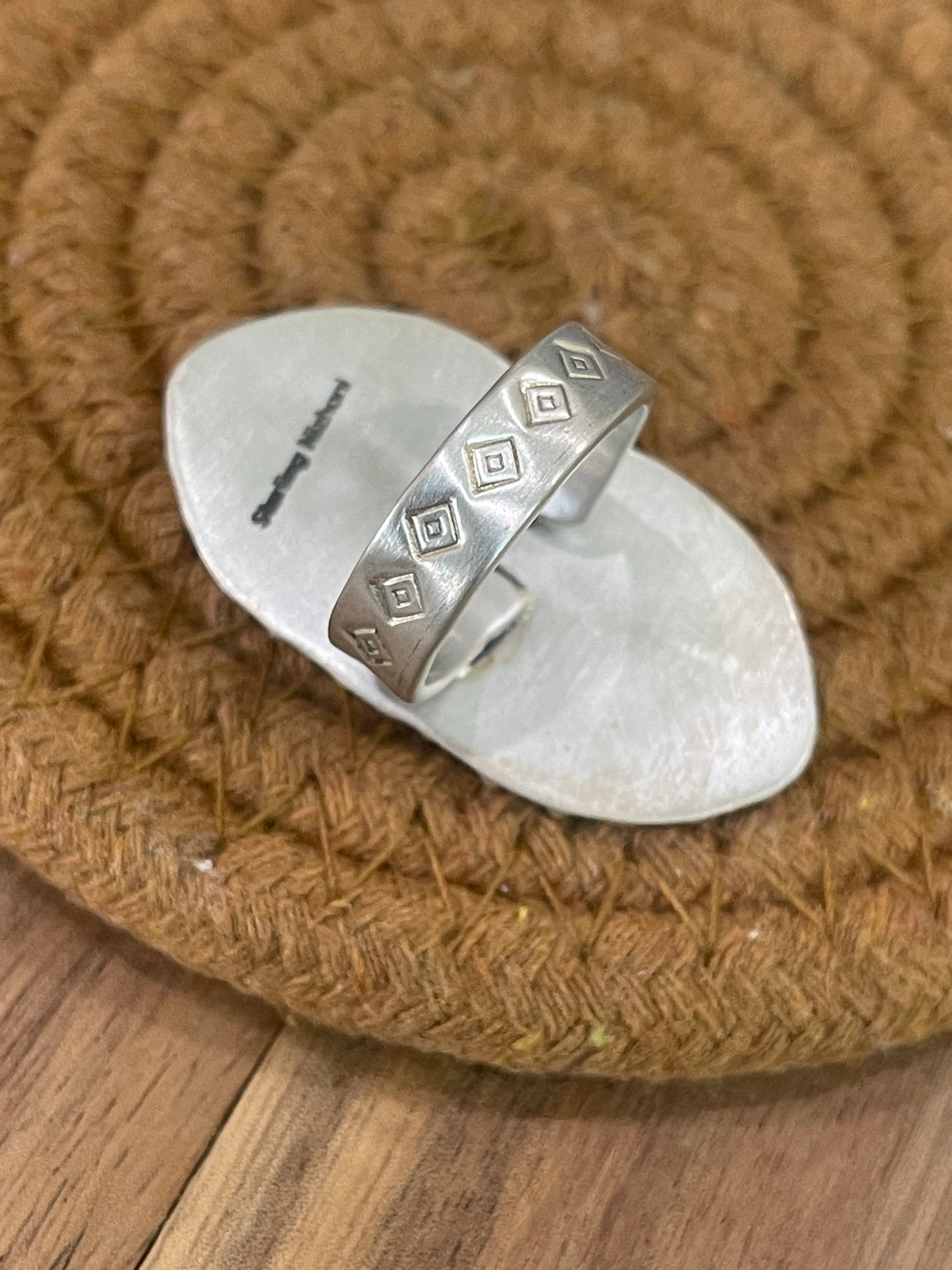 Beautiful Handmade Sterling Silver & Turquoise Adjustable Ring