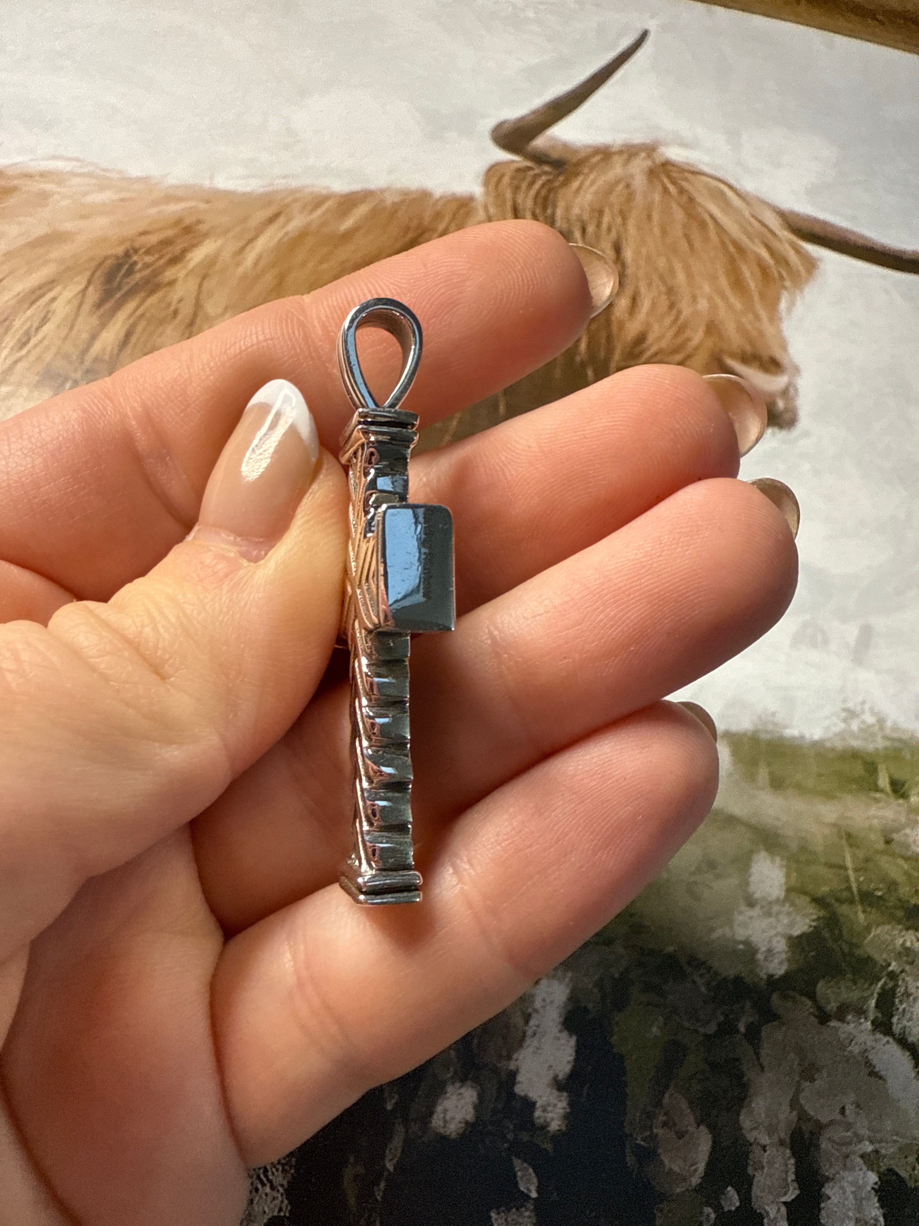 Handmade Golden Hills Turquoise & Sterling Silver Cross Pendant