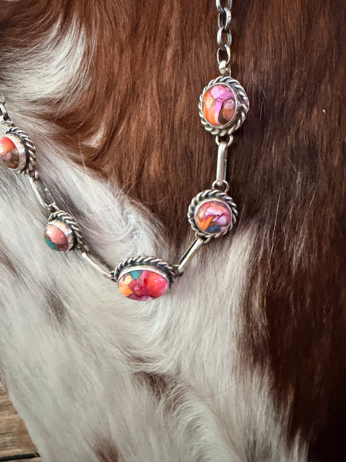 Handcrafted Sterling Silver & Pink Dream Mojave Necklace by Augustine Largo