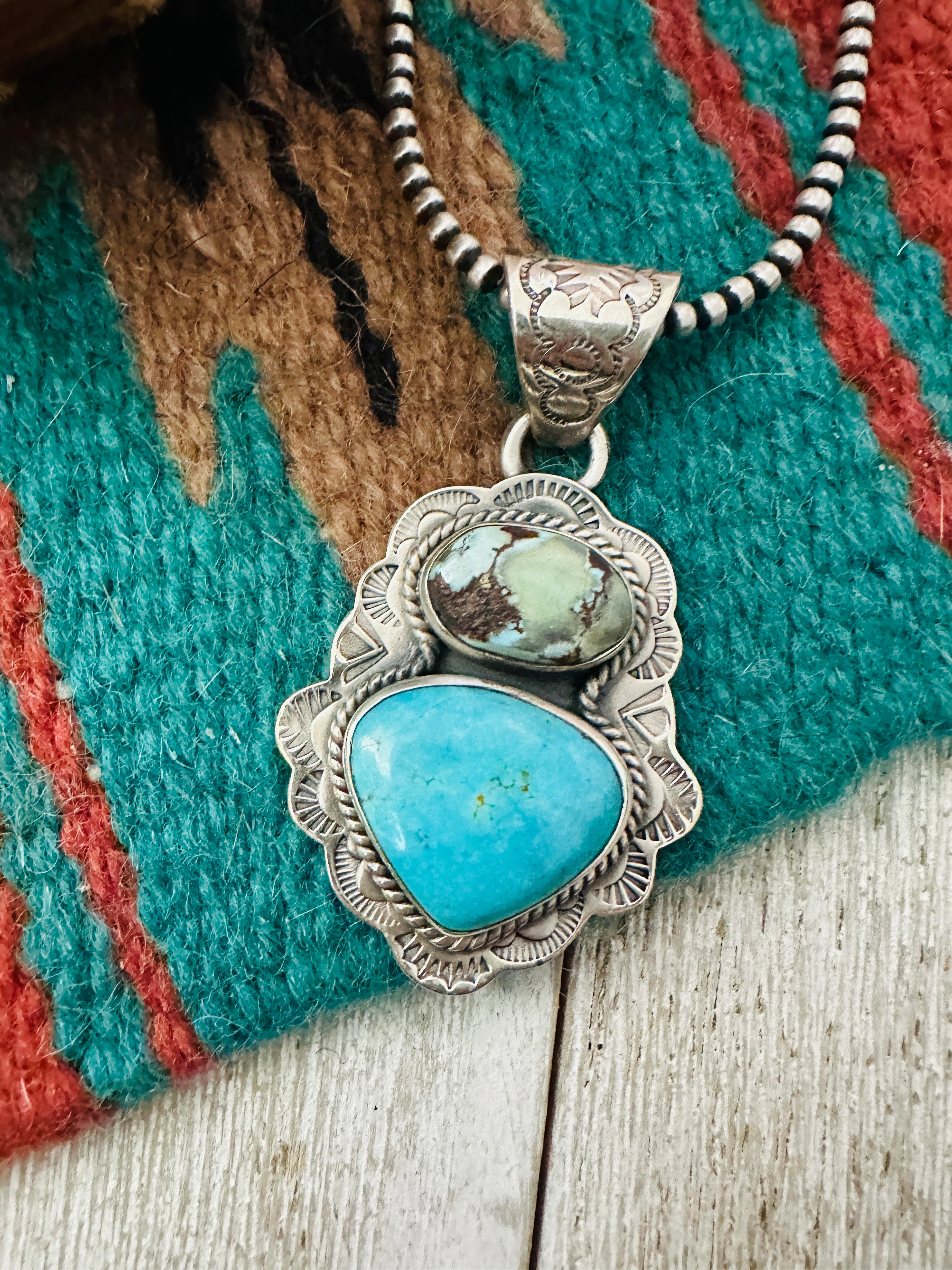 Handcrafted Sterling Silver & Multi Turquoise Pendant