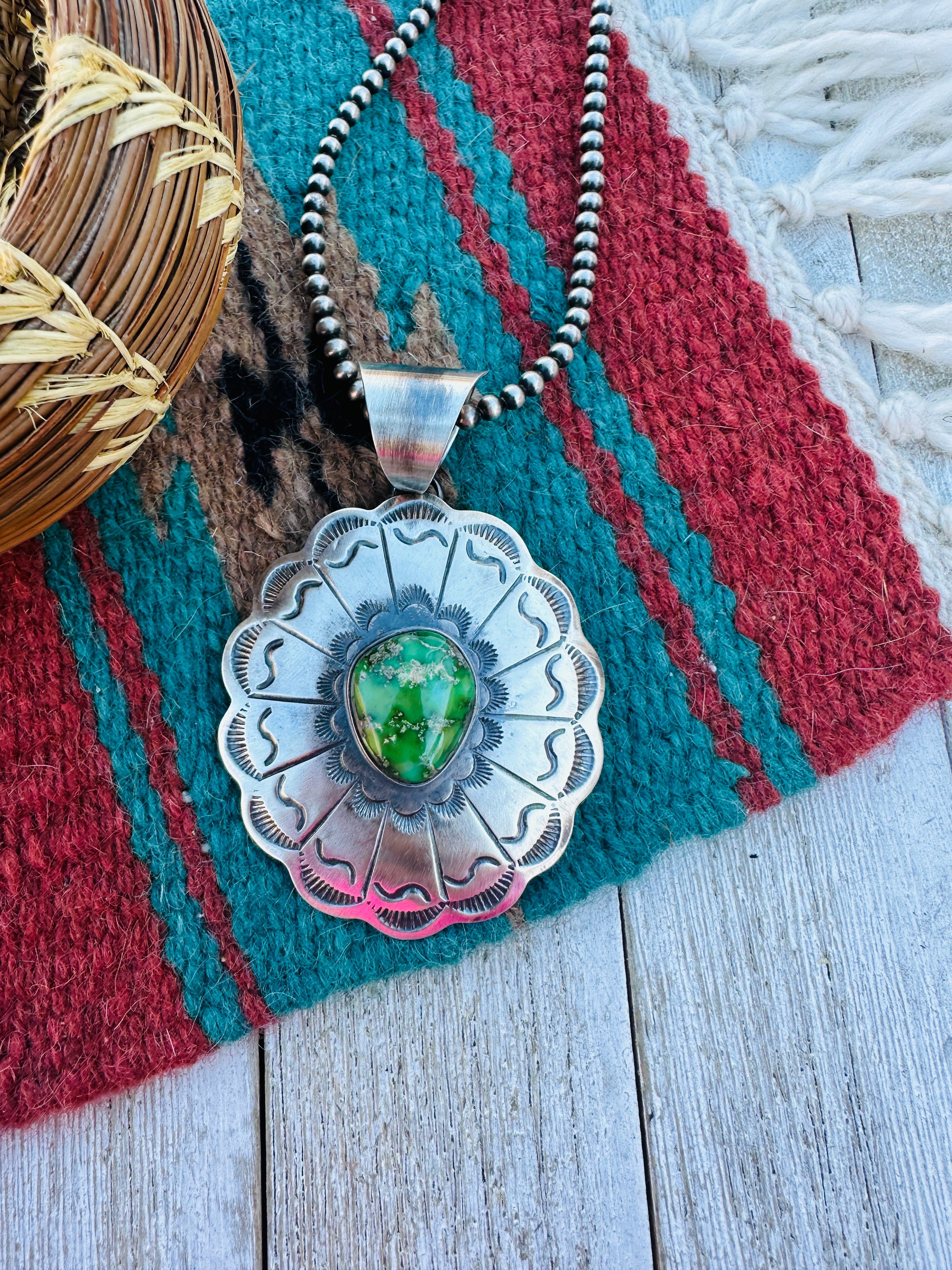 Handcrafted Sterling Silver & Sonoran Mountain Turquoise Pendant by Chimney Butte