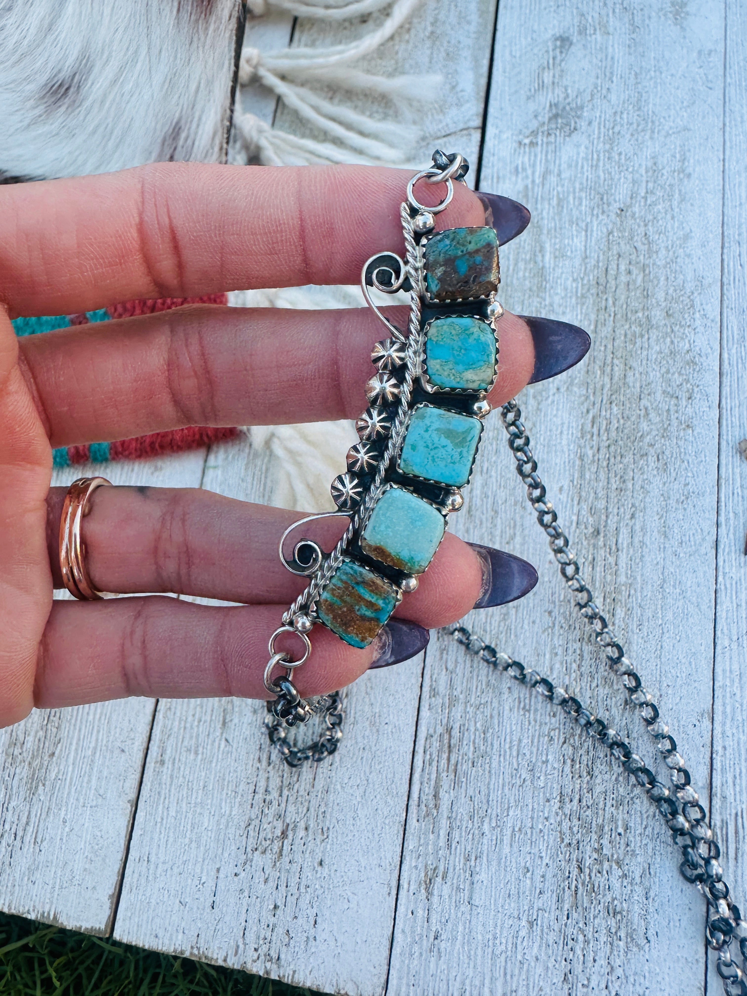 Handcrafted Turquoise & Sterling Silver Necklace by Jacqueline Silver