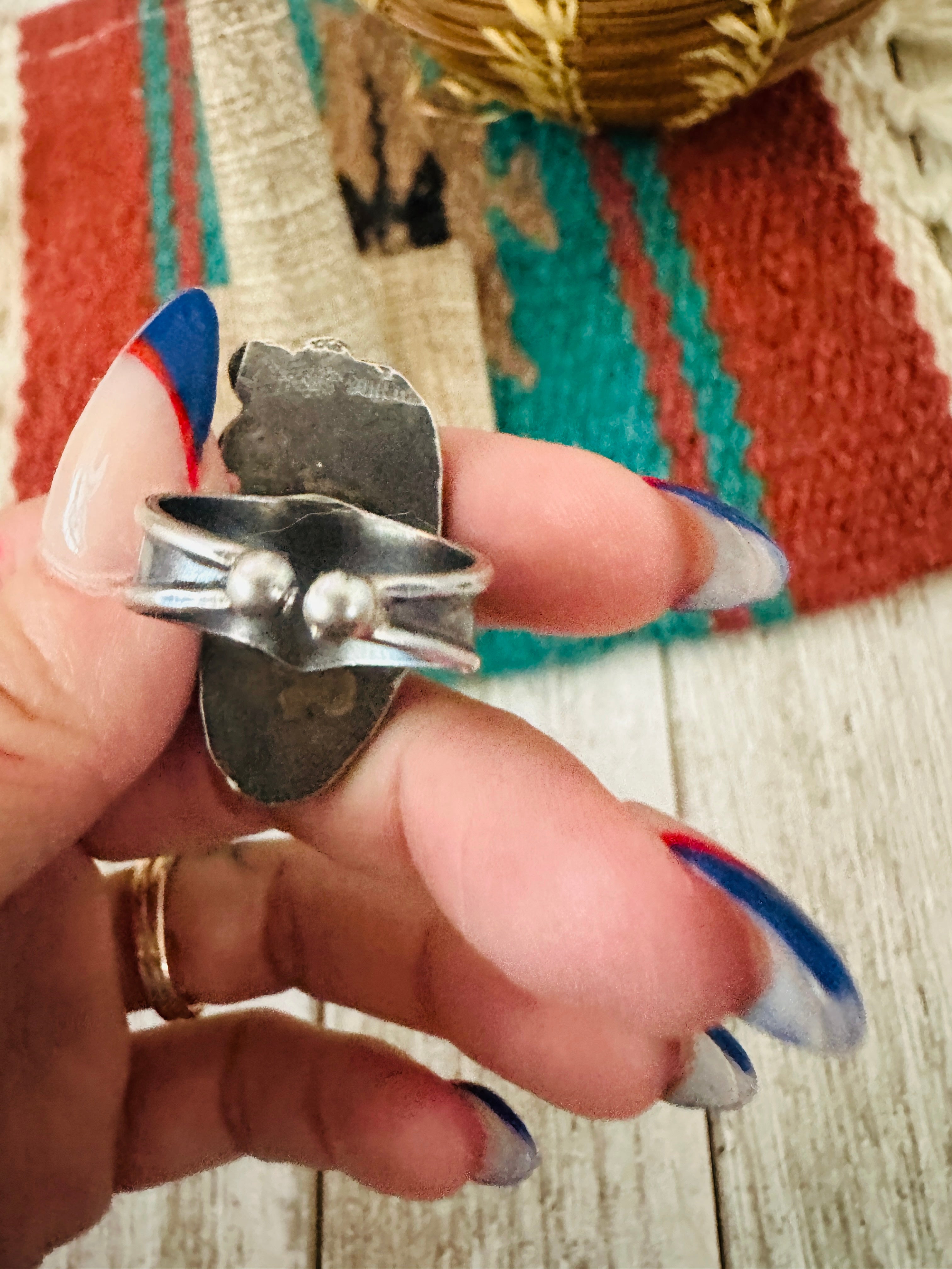 Handcrafted Turquoise & Sterling Silver Adjustable Ring by Jacqueline Silver