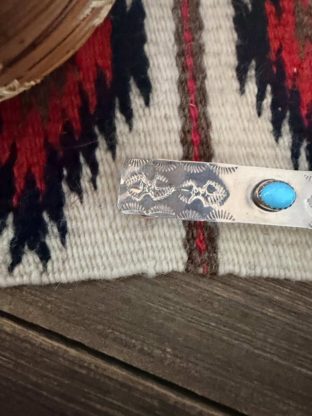 Old Pawn Handcrafted Turquoise & Sterling Silver Hair Barrette