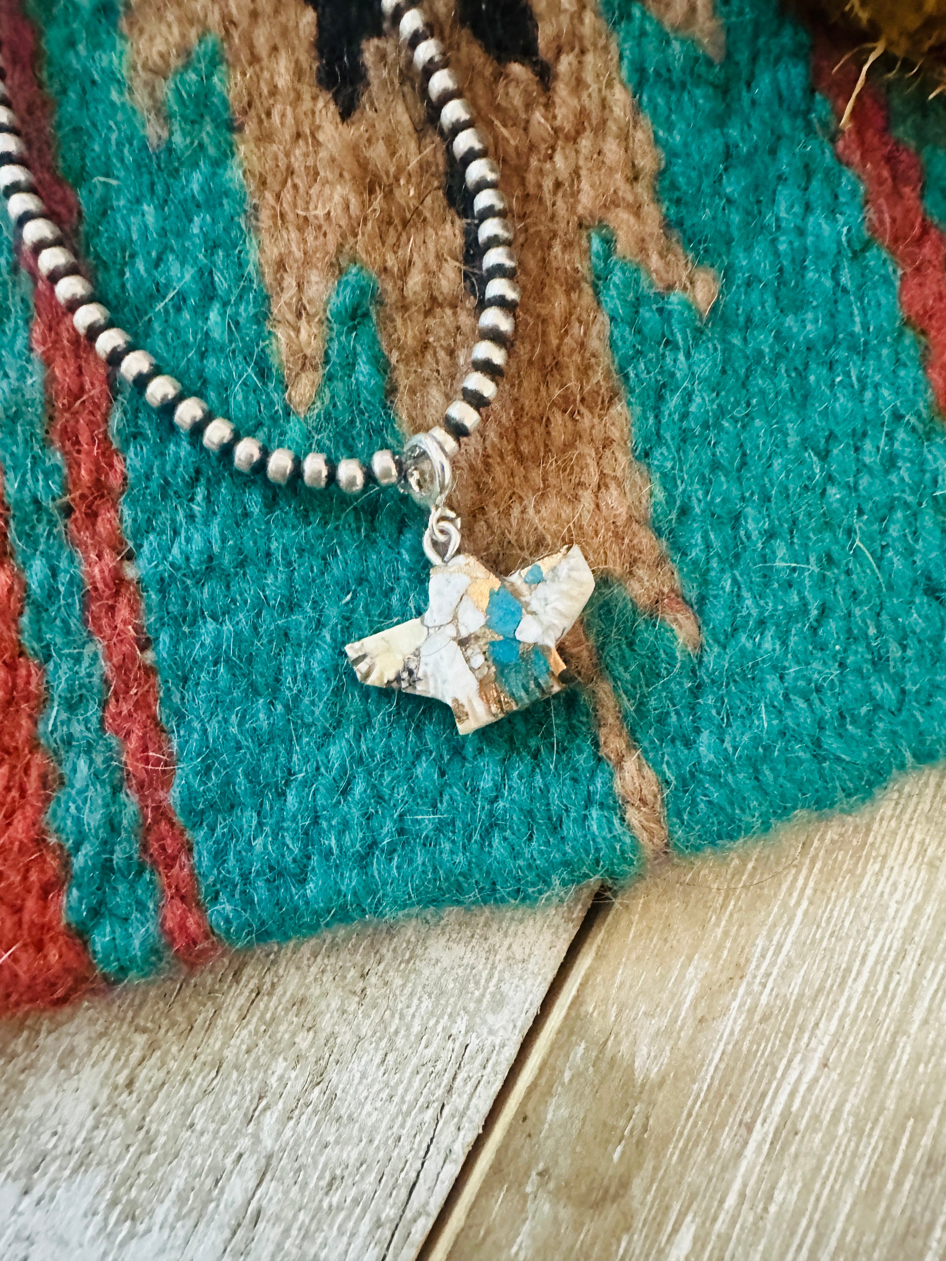 Handcrafted & Hand Carved Blue Mojave Eagle Charm