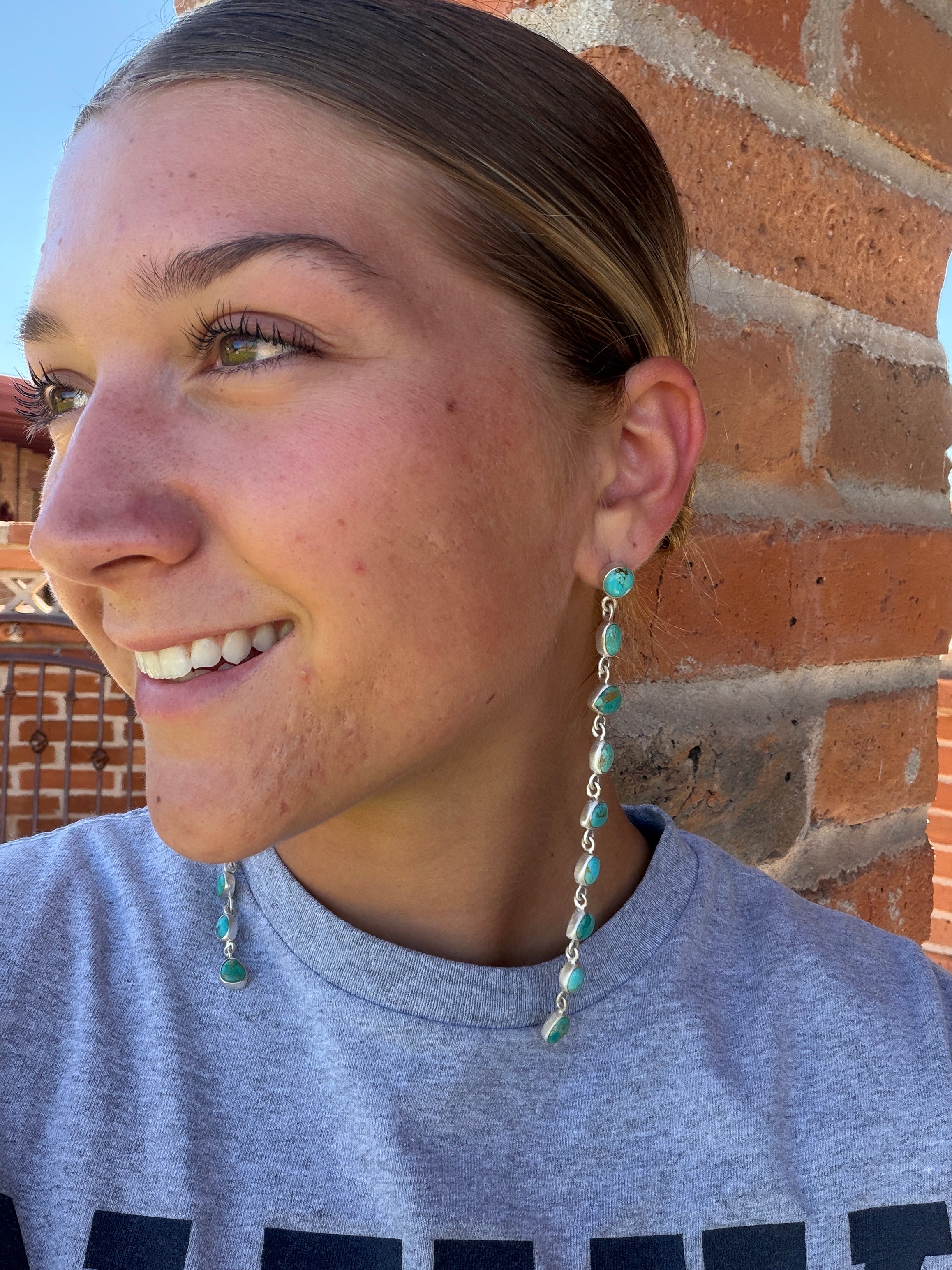 Cassidy Collection Handmade Honky Tonk Natural Royston Turquoise and Sterling Silver Dangles