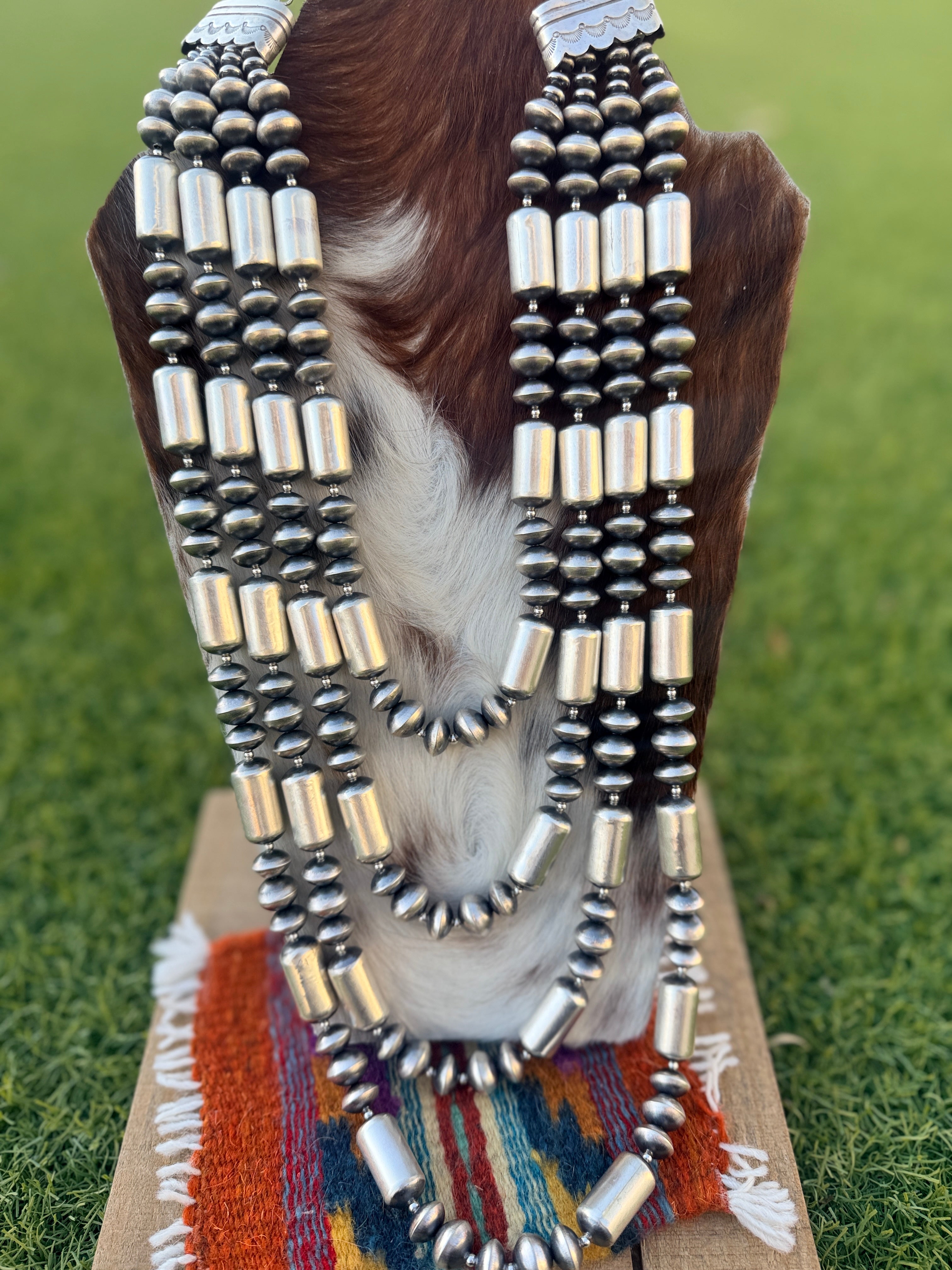 Handcrafted Sterling Silver Four-Strand Beaded Necklace