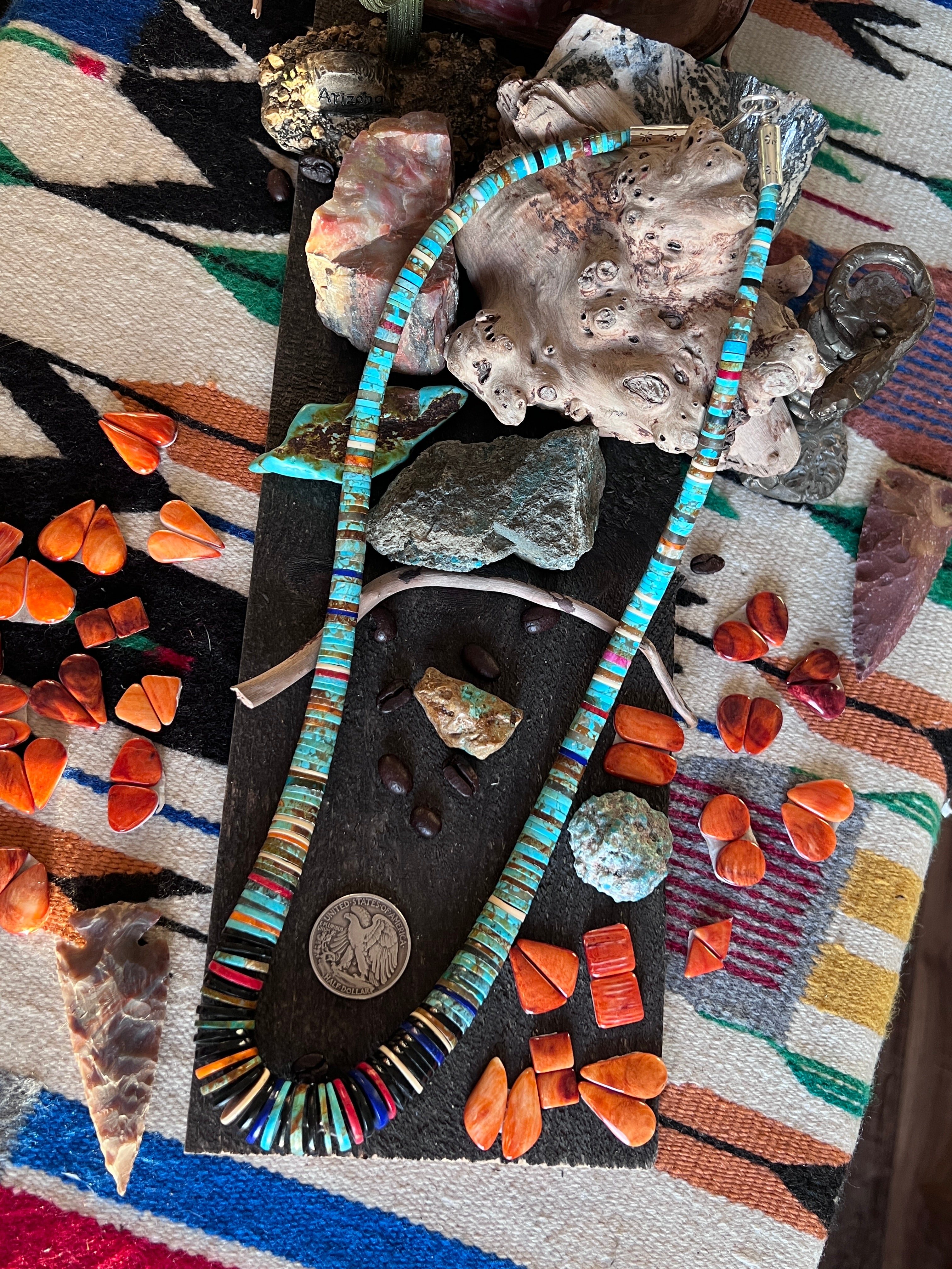 Ronald Chavez Handcrafted Multistone Heishi Beaded Santo Domingo Necklace, #2