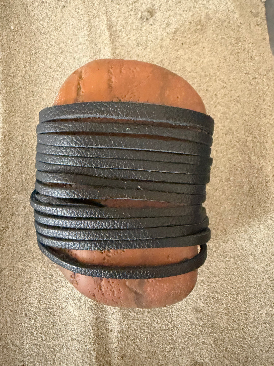 Genuine Boho 2" Black Leather Snap Cuff Bracelet