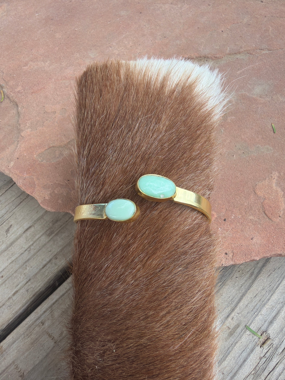 “The Golden Collection” Painted Desert Handmade Paloma Gold Plated Adjustable Oval Bracelet Cuff STYLE 5