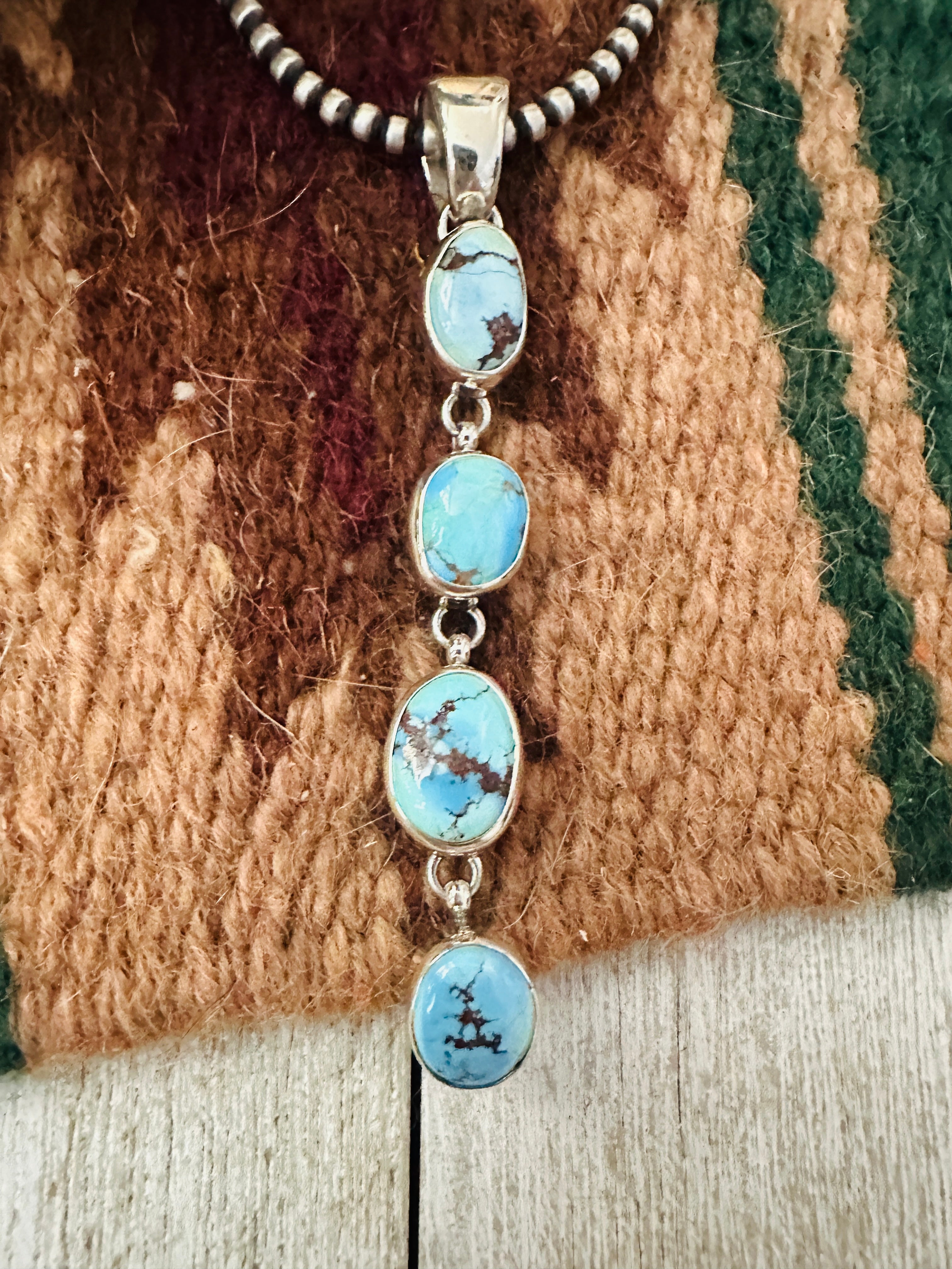 Navajo Golden Hills Turquoise & Sterling Silver Pendant