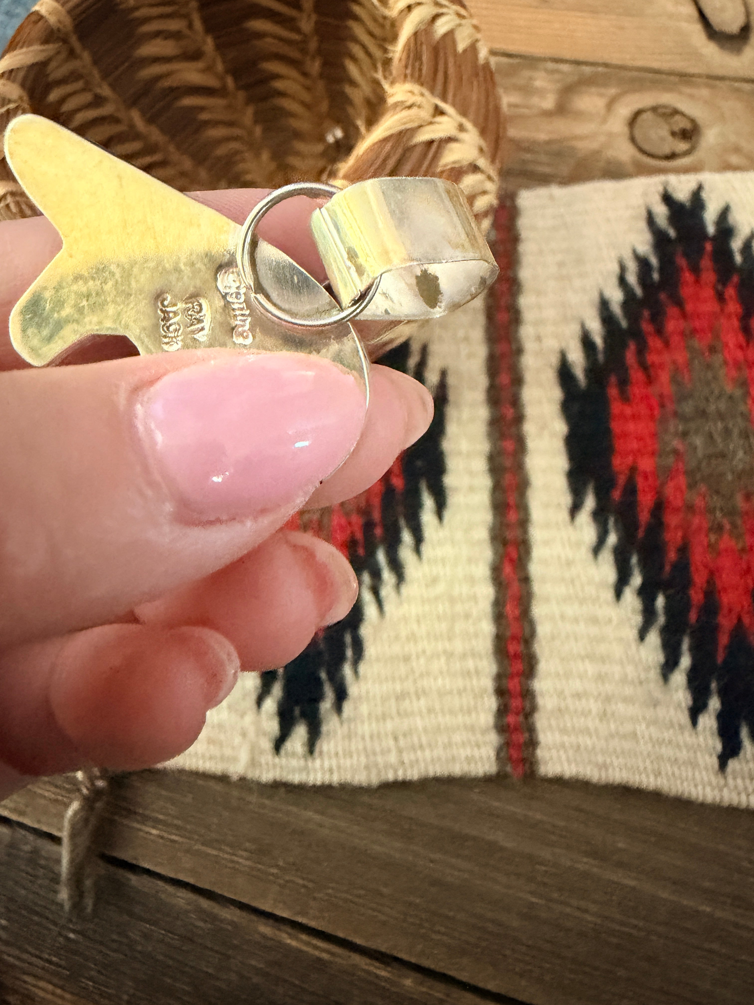 Handcrafted Sterling Silver and Multi Stone Inlay Bear Pendant by Ray Jack