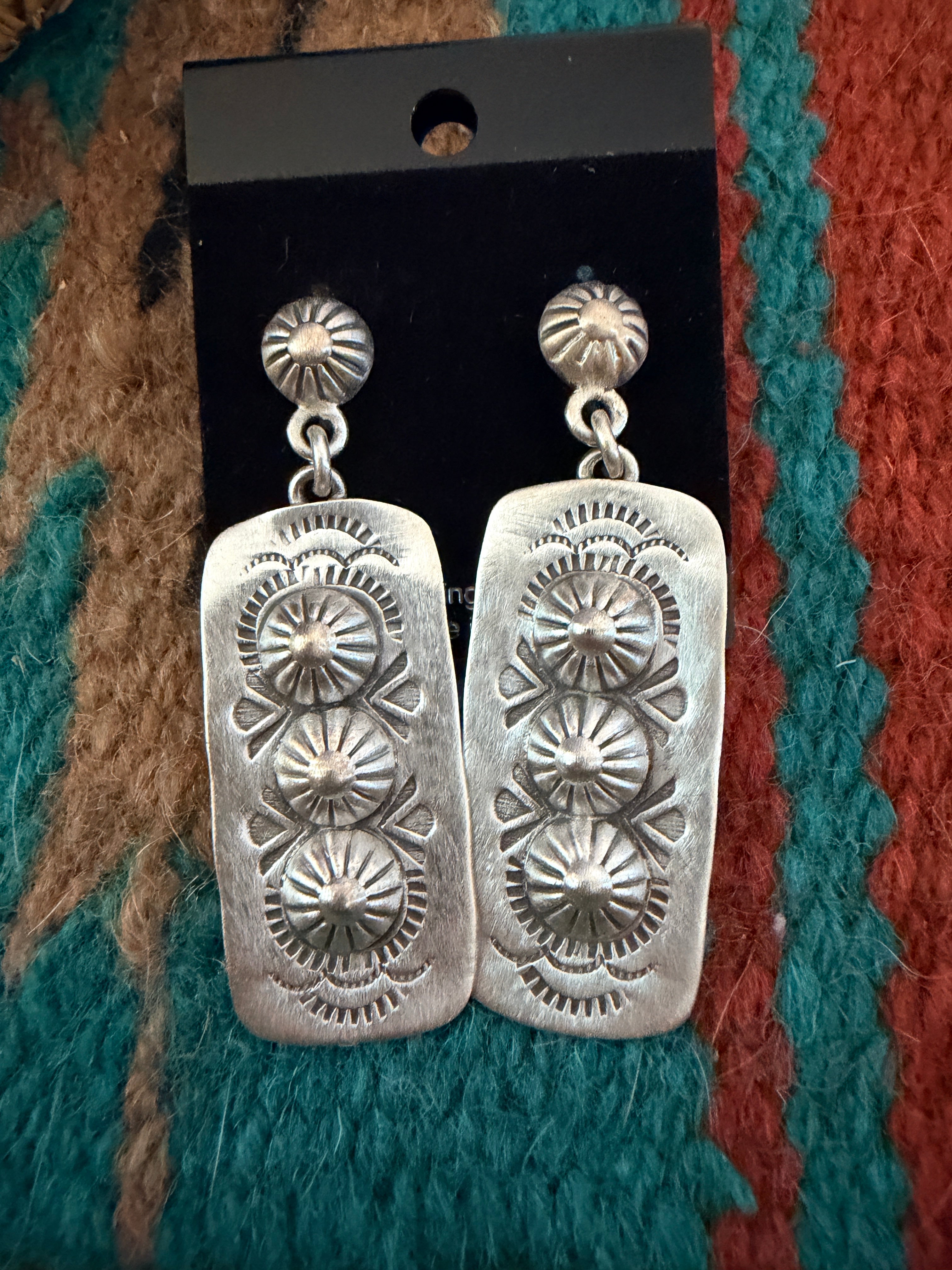 Handmade Sterling Silver Concho Dangle Earrings