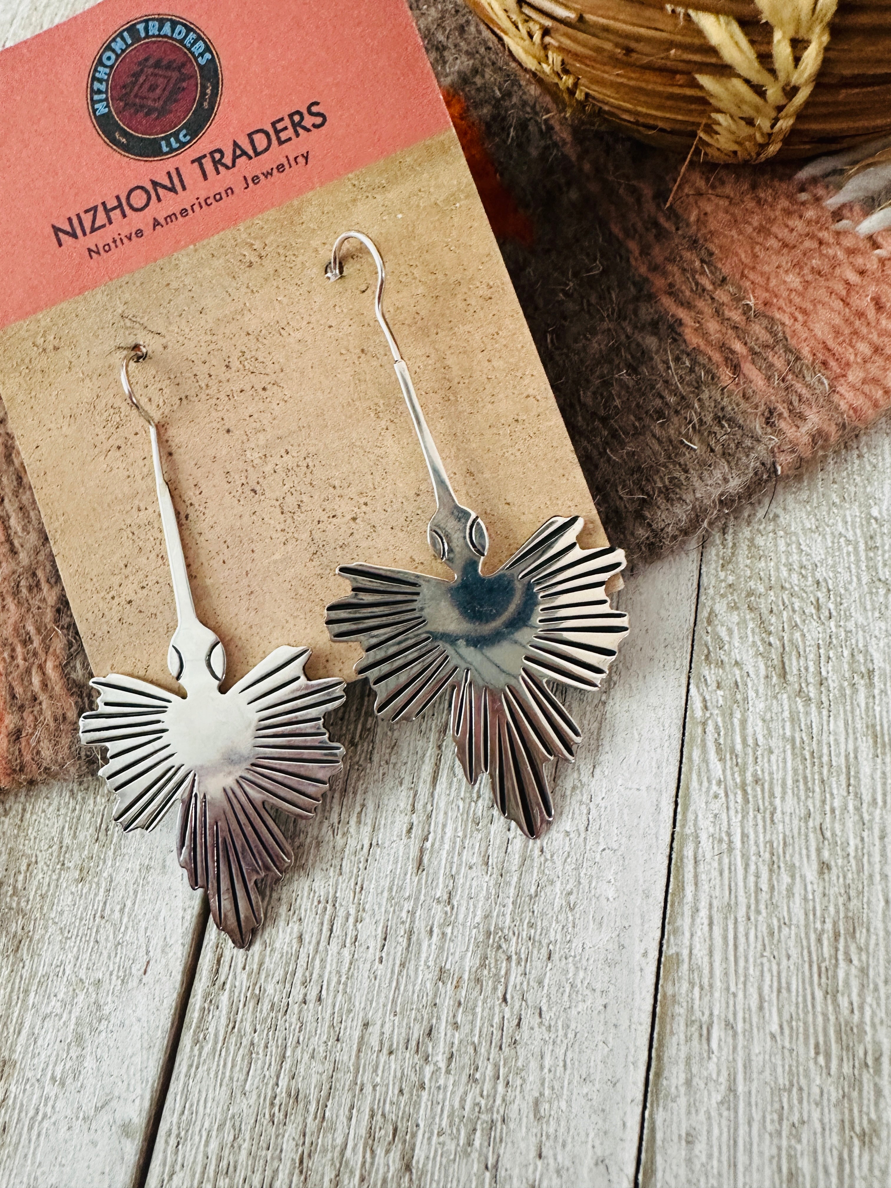 Handcrafted Old Pawn Sterling Silver Waterbird Dangle Earrings