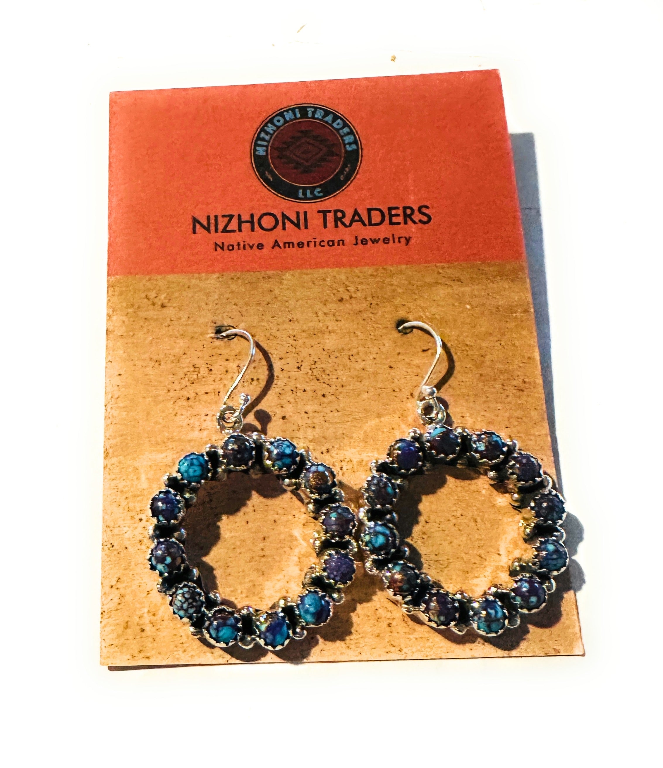 Handmade Purple Mojave & Sterling Silver Dangle Earrings Signed Nizhoni