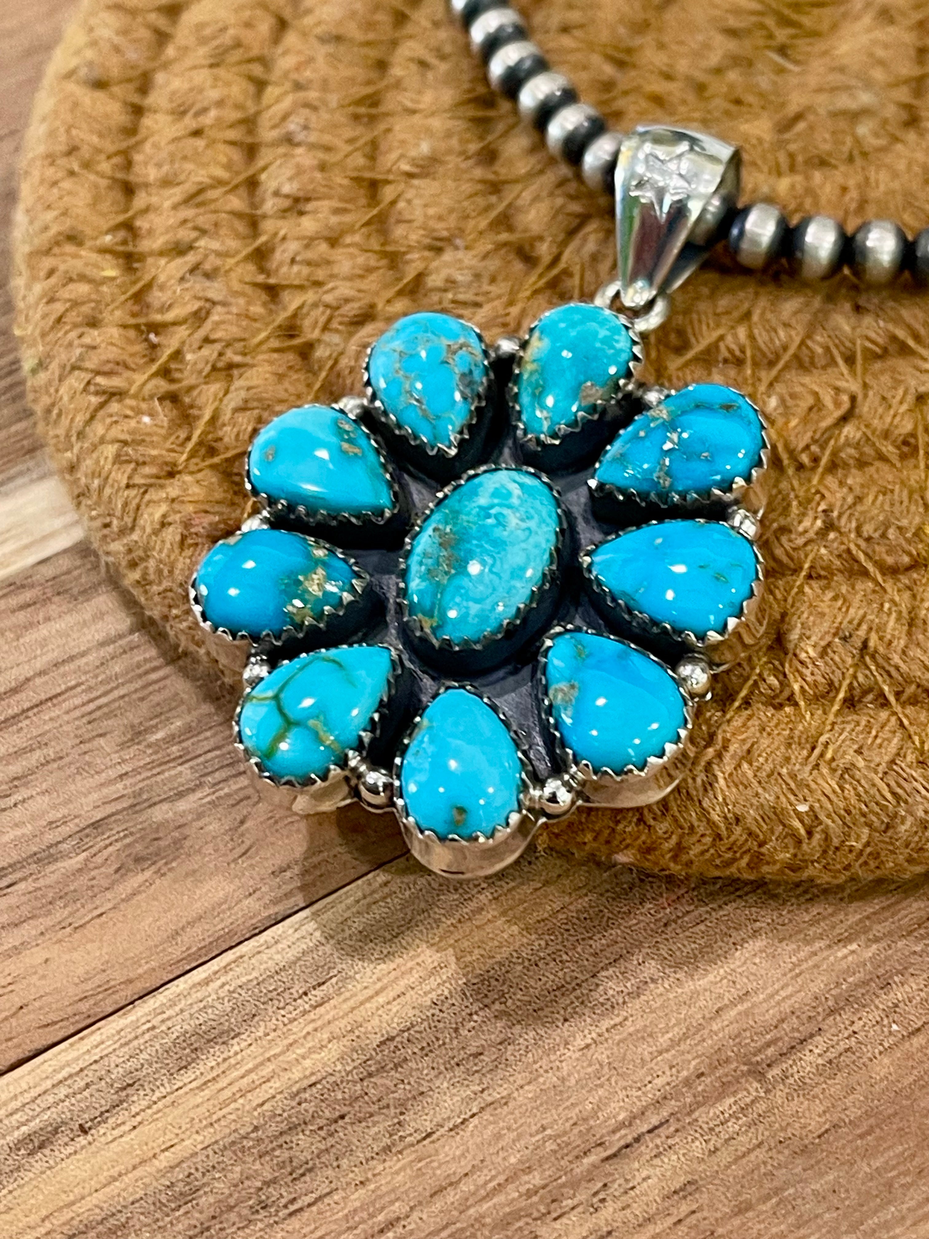 Handcrafted Sterling Silver & South Hill Sonoran Turquoise Cluster Pendant