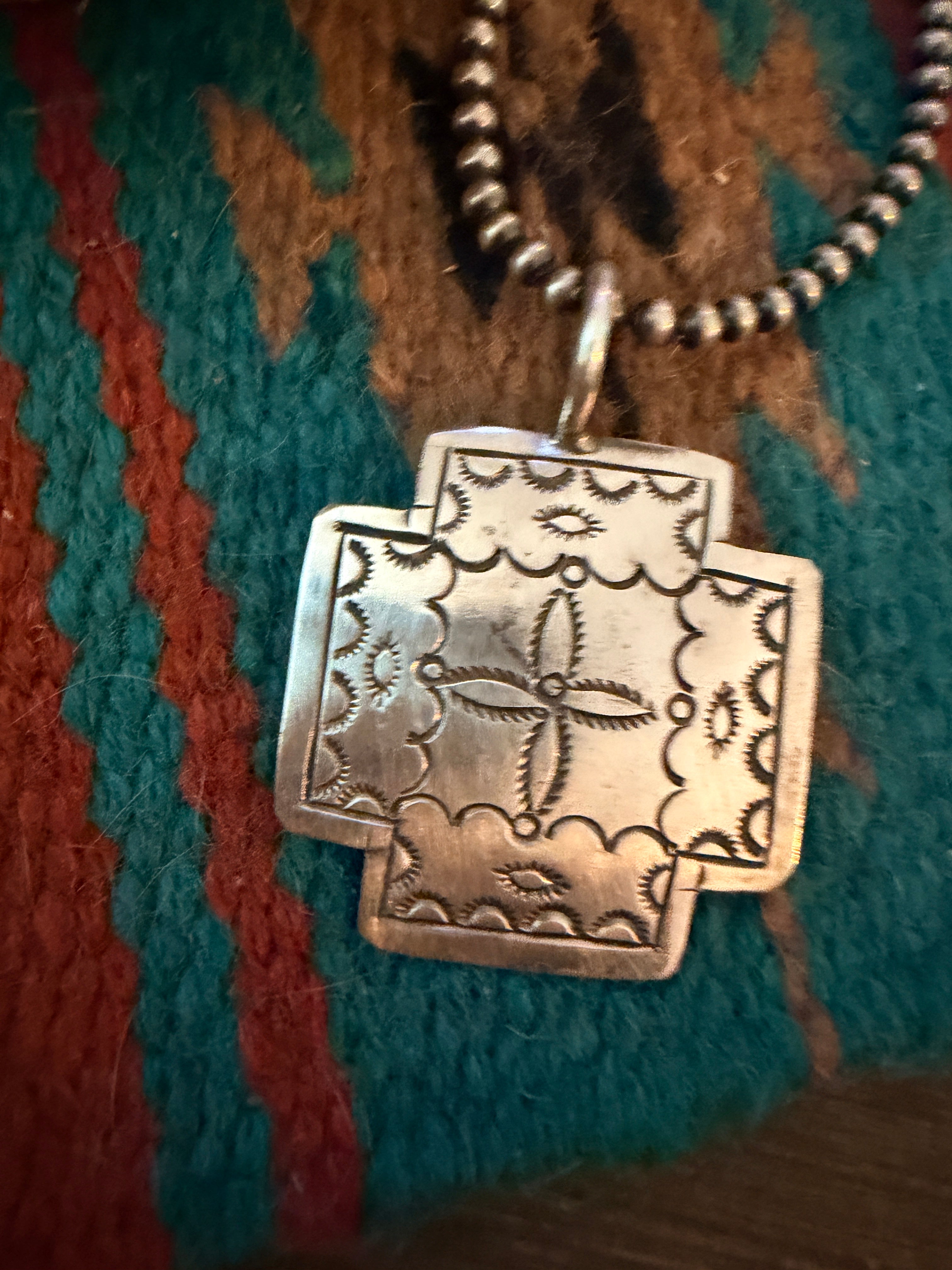 Handcrafted Sterling Silver Concho Cross Pendant