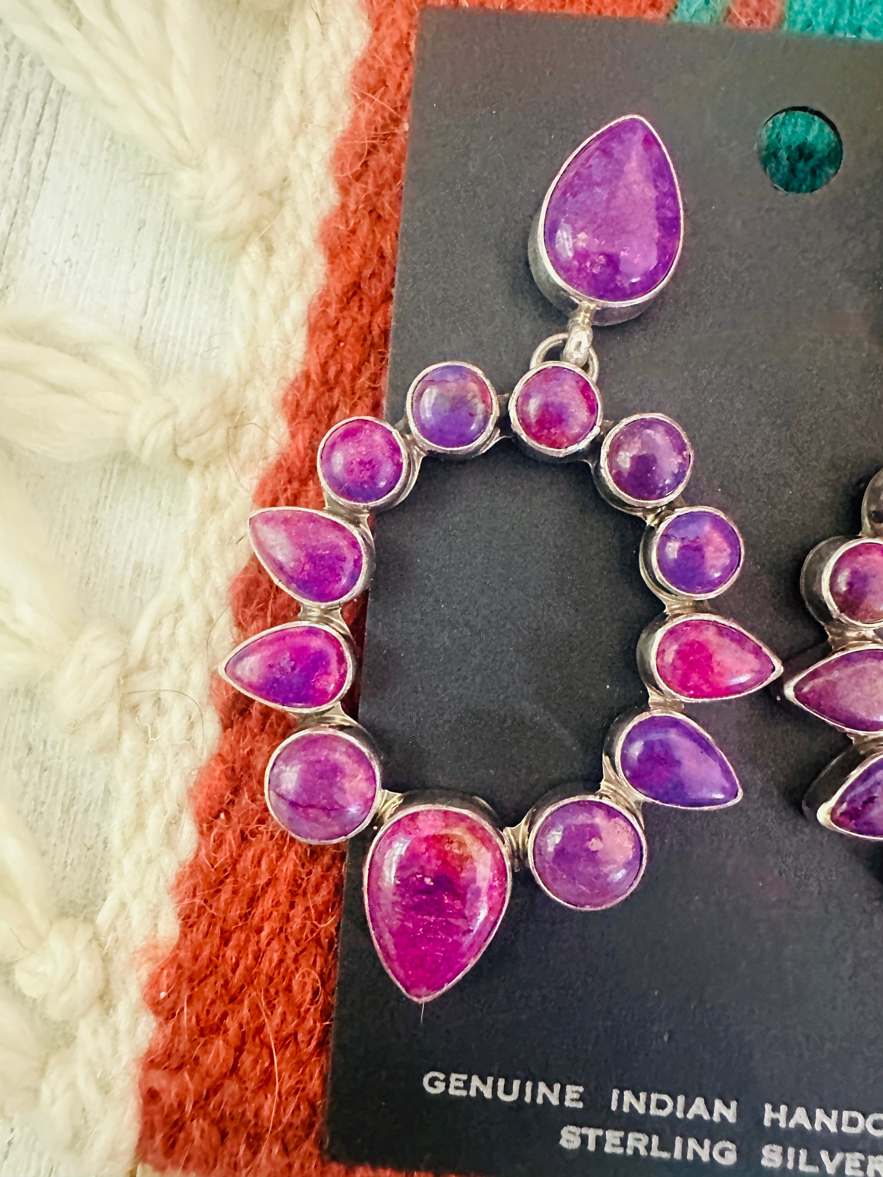 Navajo Purple Dream Mohave & Sterling Silver Dangle Earrings