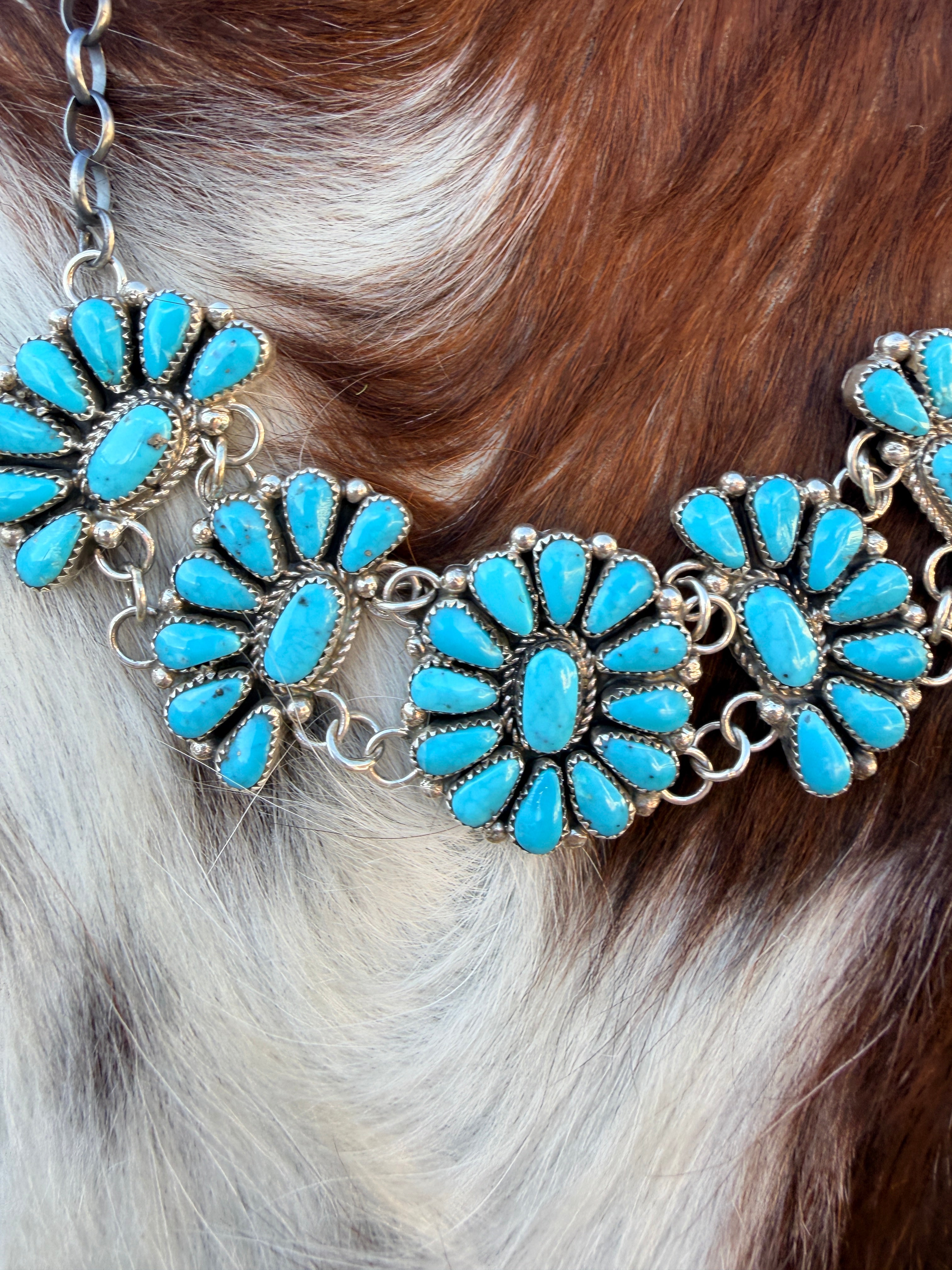 Handcrafted Turquoise & Sterling Silver Cluster Necklace by Alicia Wil
