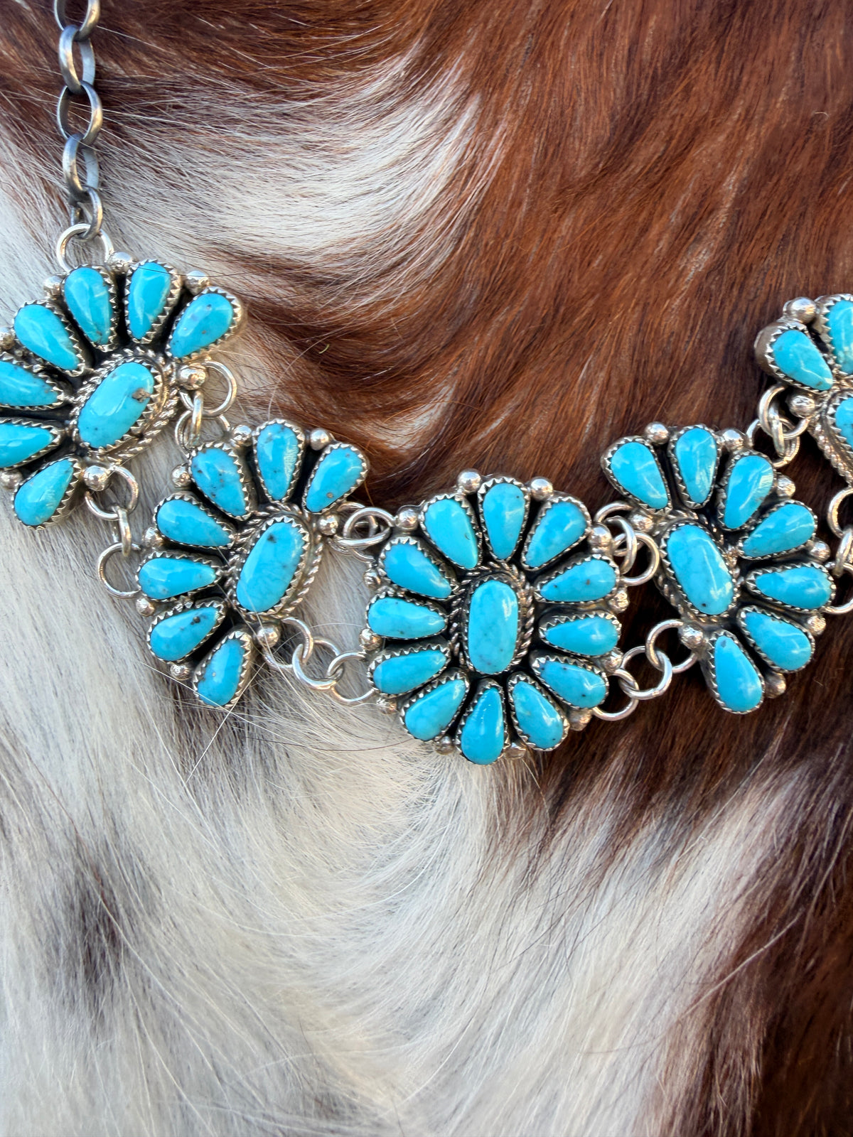 Handcrafted Turquoise & Sterling Silver Cluster Necklace by Alicia Wilson