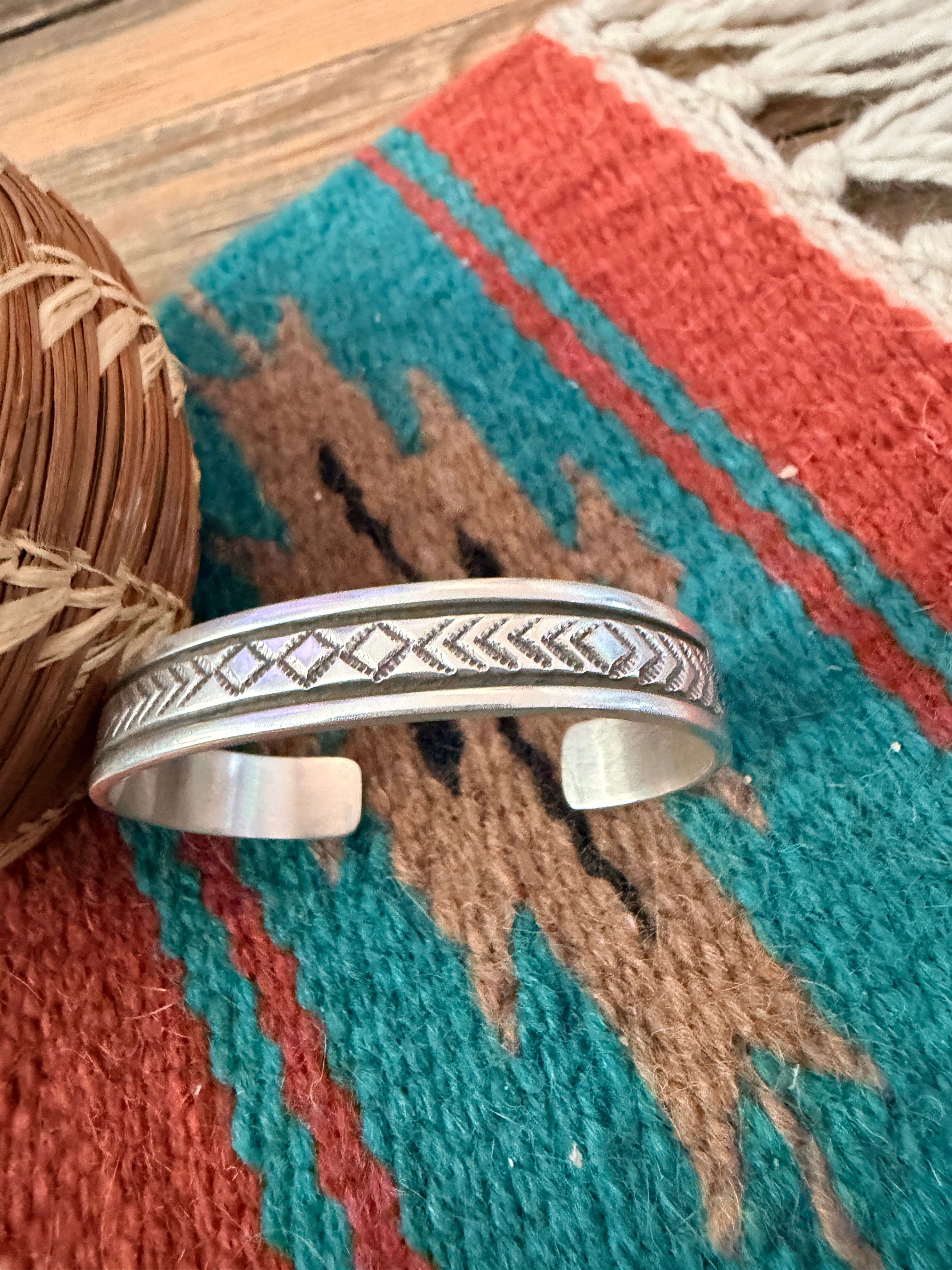 Handcrafted Old Pawn Sterling Silver Cuff Bracelet