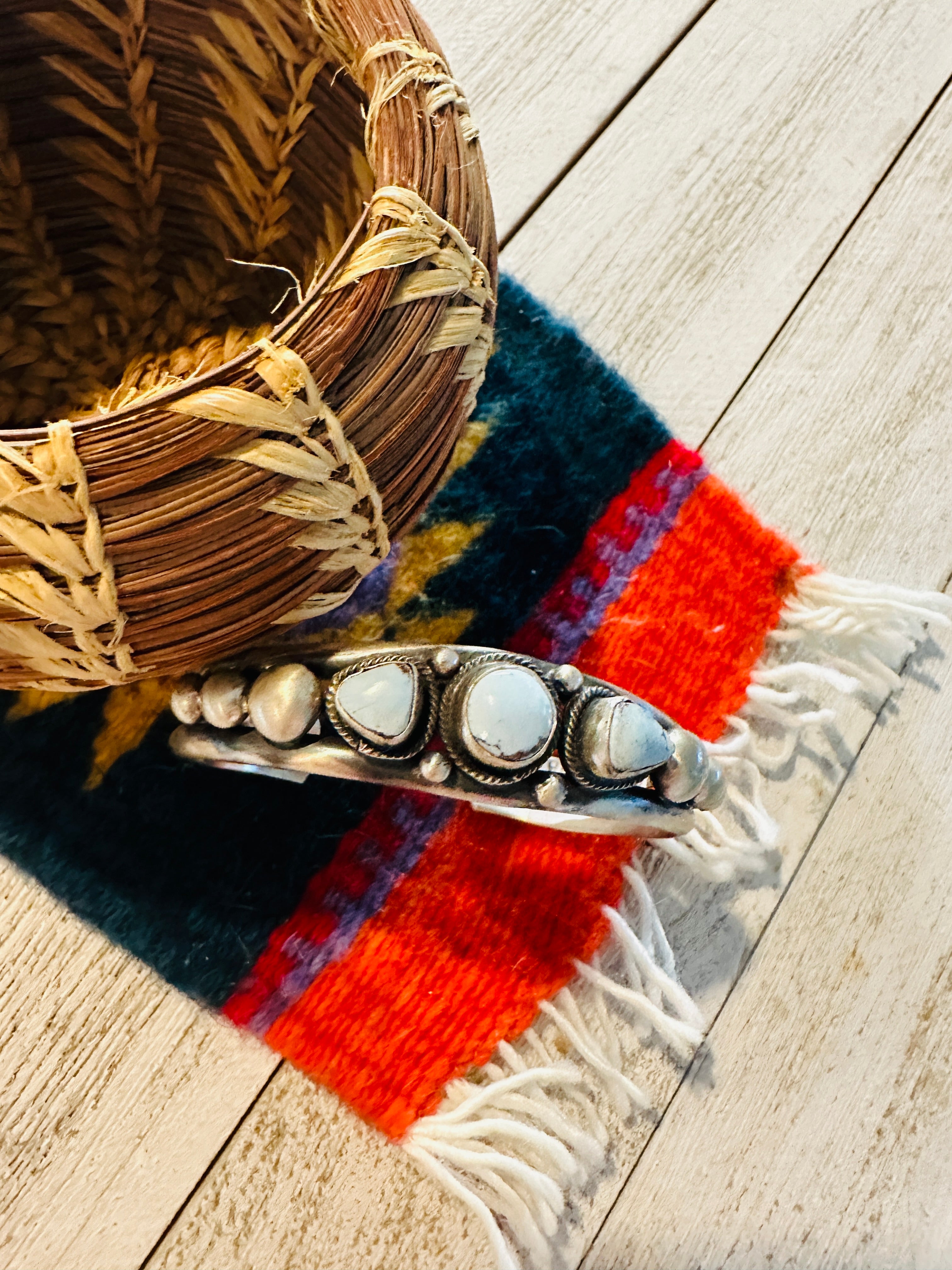 Navajo Golden Hills Turquoise & Sterling Silver Cuff Bracelet