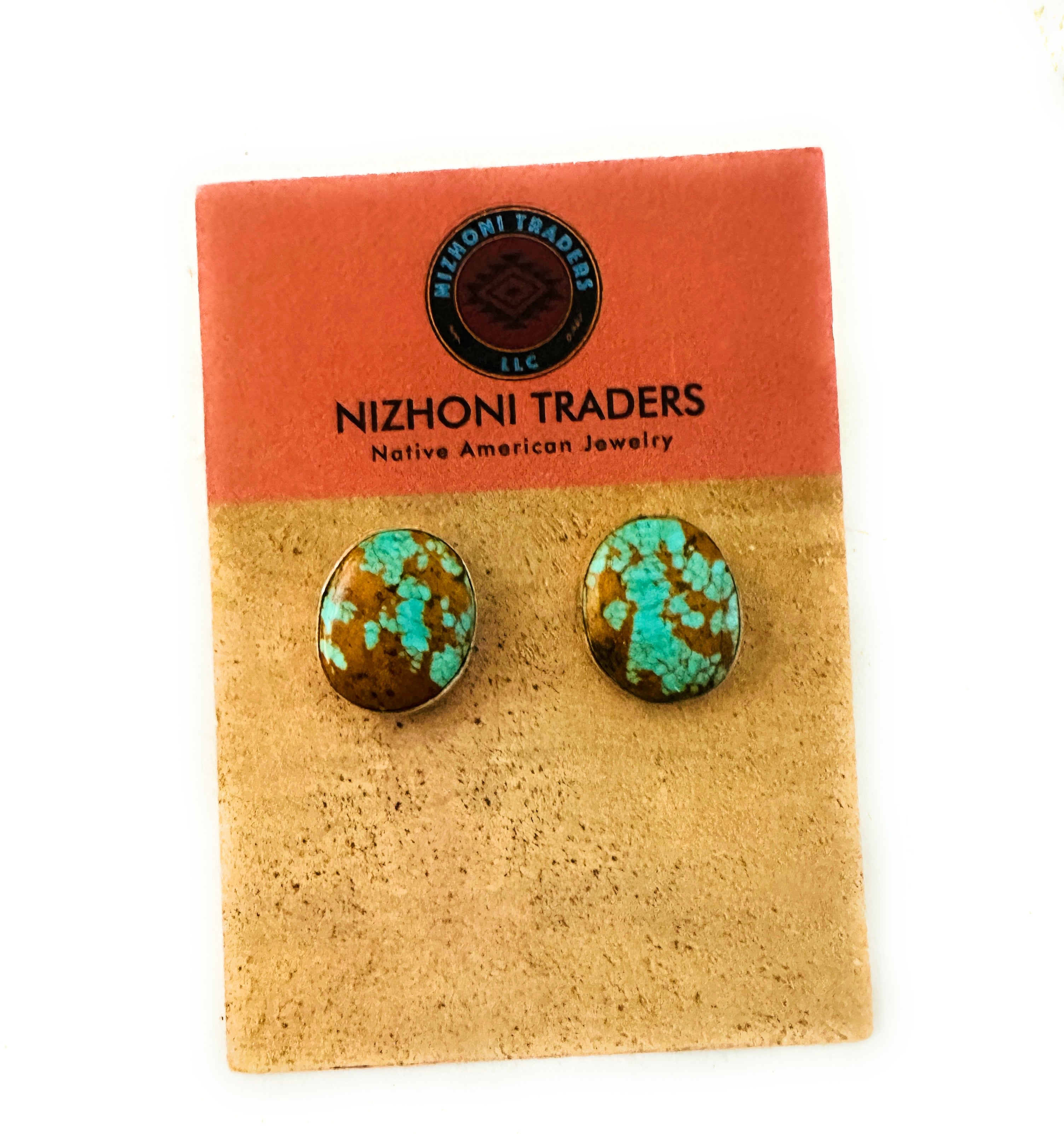 Navajo Number 8 Turquoise & Sterling Silver Stud Earrings