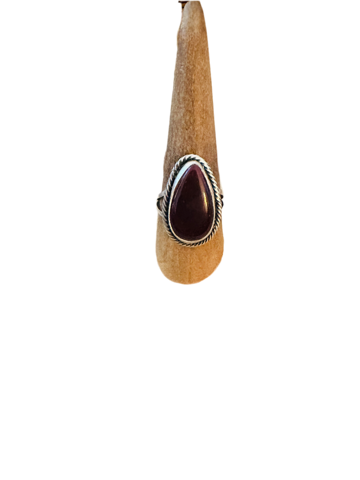 Handcrafted Purple Spiny Oyster & Sterling Silver Teardrop Ring Size 8