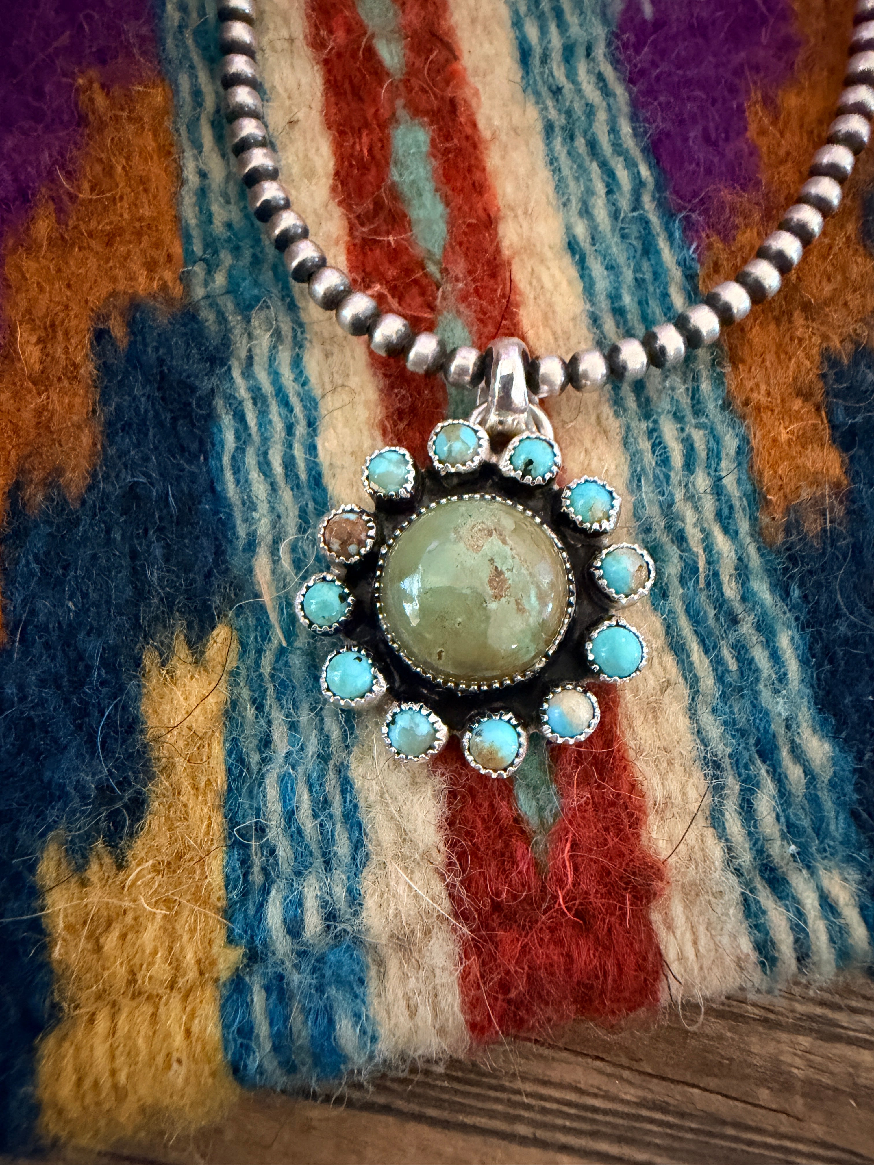 Handcrafted Sterling Silver & Turquoise Cluster Pendant