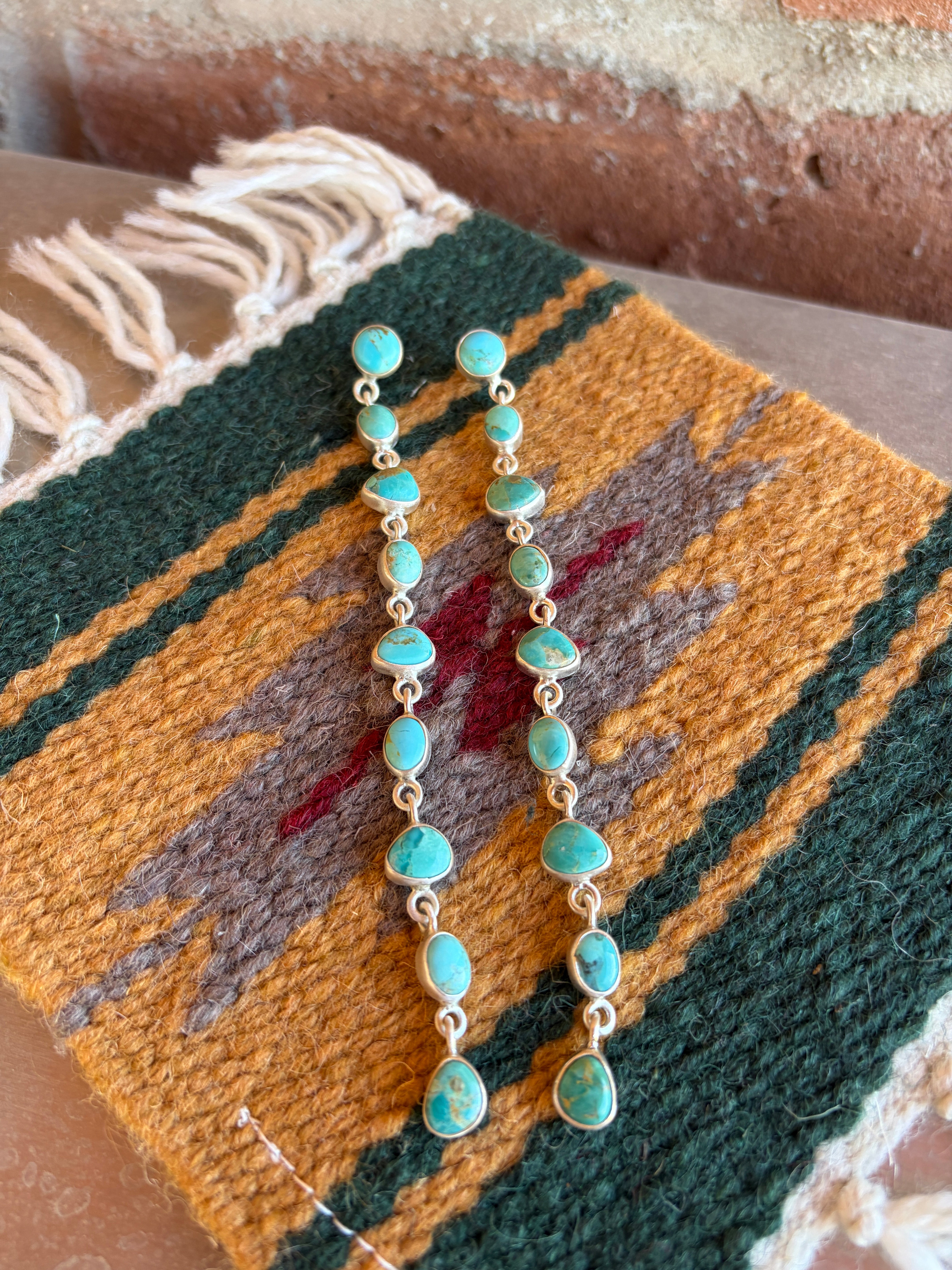 Cassidy Collection Handmade Honky Tonk Natural Royston Turquoise and Sterling Silver Dangles
