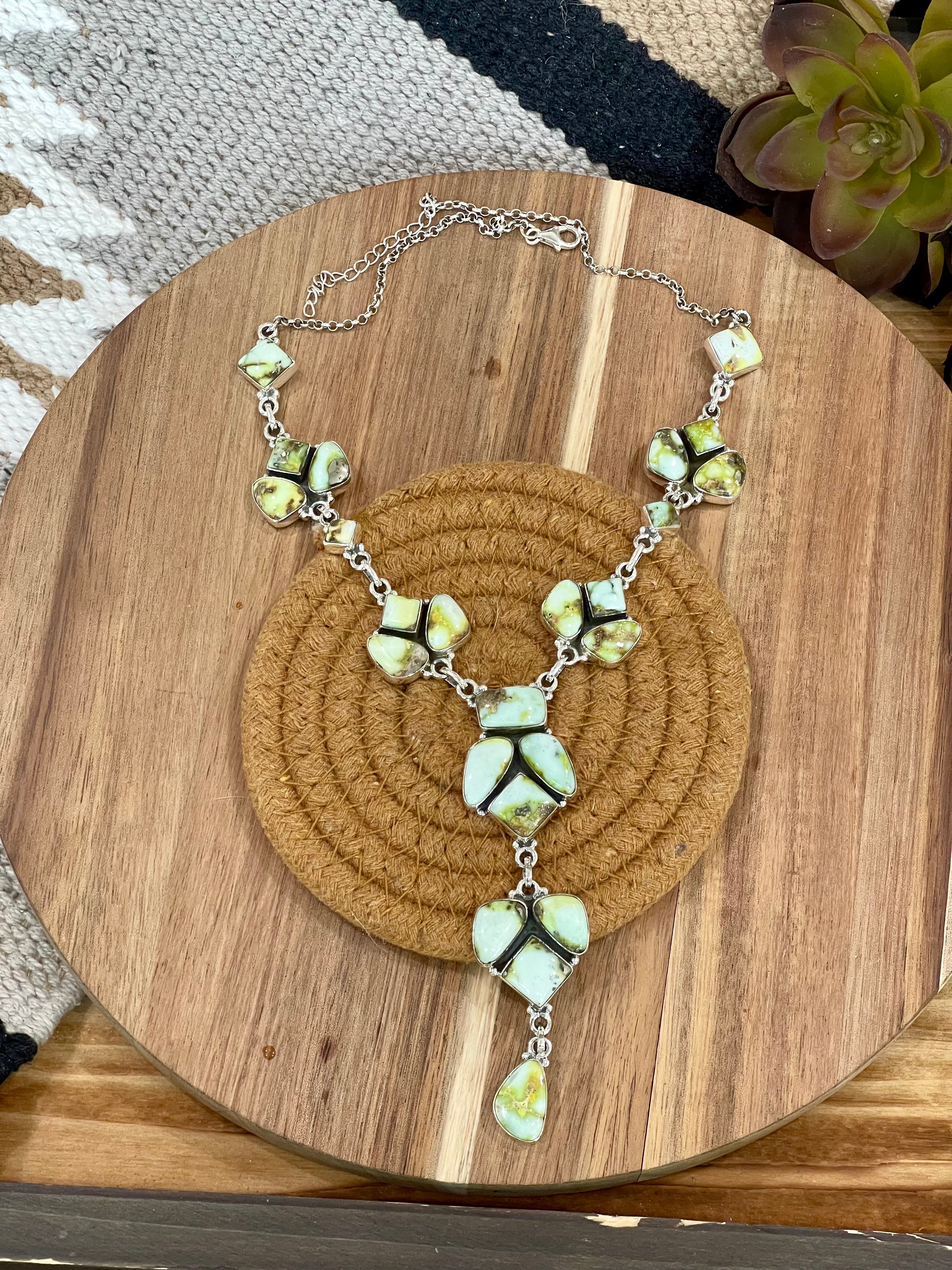 Handmade Sterling Silver & Palomino Cluster Necklace