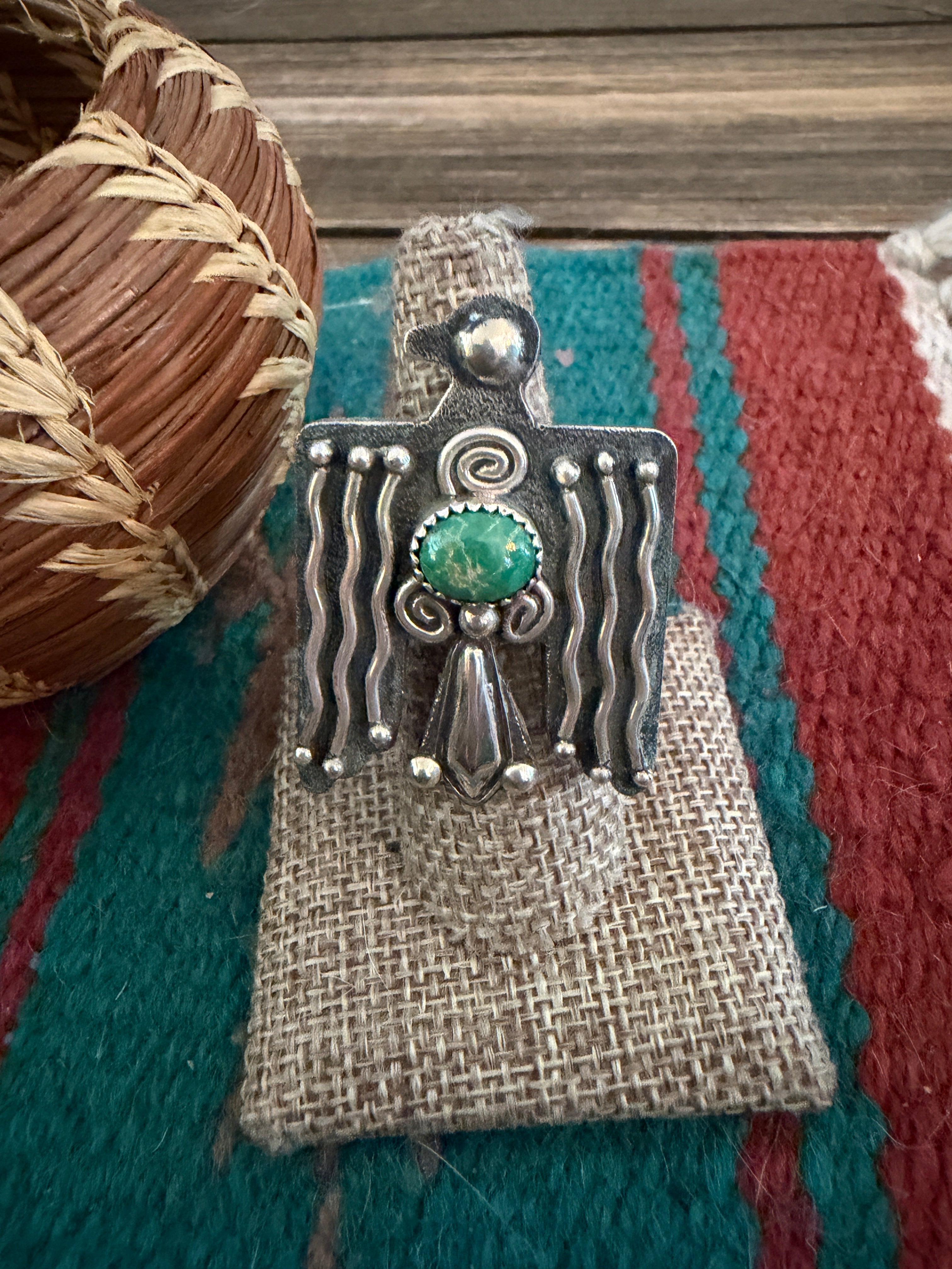 Handcraftedt Sterling Silver Thunderbird Adjustable Ring