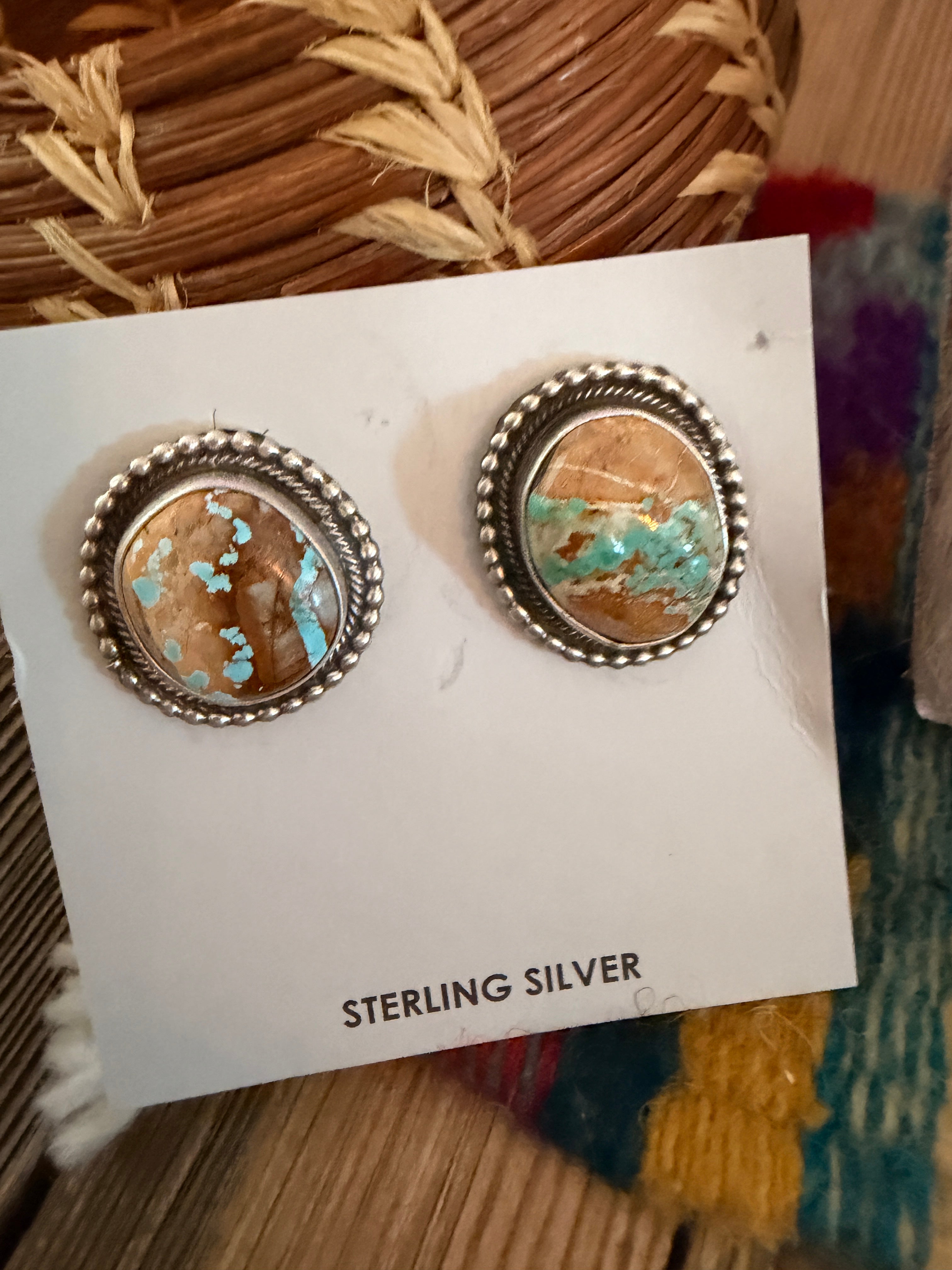 Handcrafted Royston Turquoise & Sterling Silver Necklace and Earring Set by Darrin Livingston