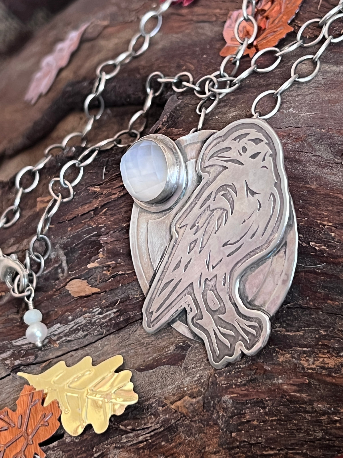 Tularosa Handcrafted Sterling Silver Raven & Moon Necklace