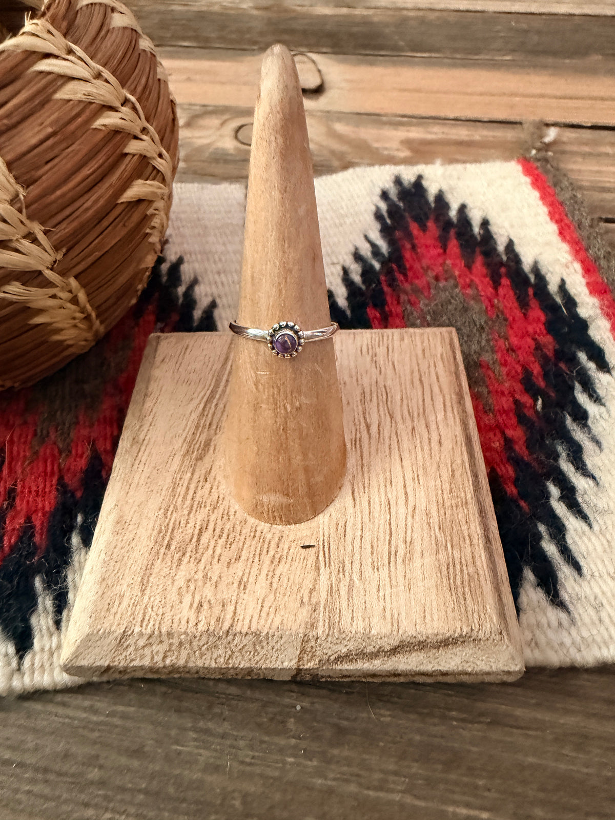 Handmade Sterling Silver & Purple Mojave Adjustable Ring