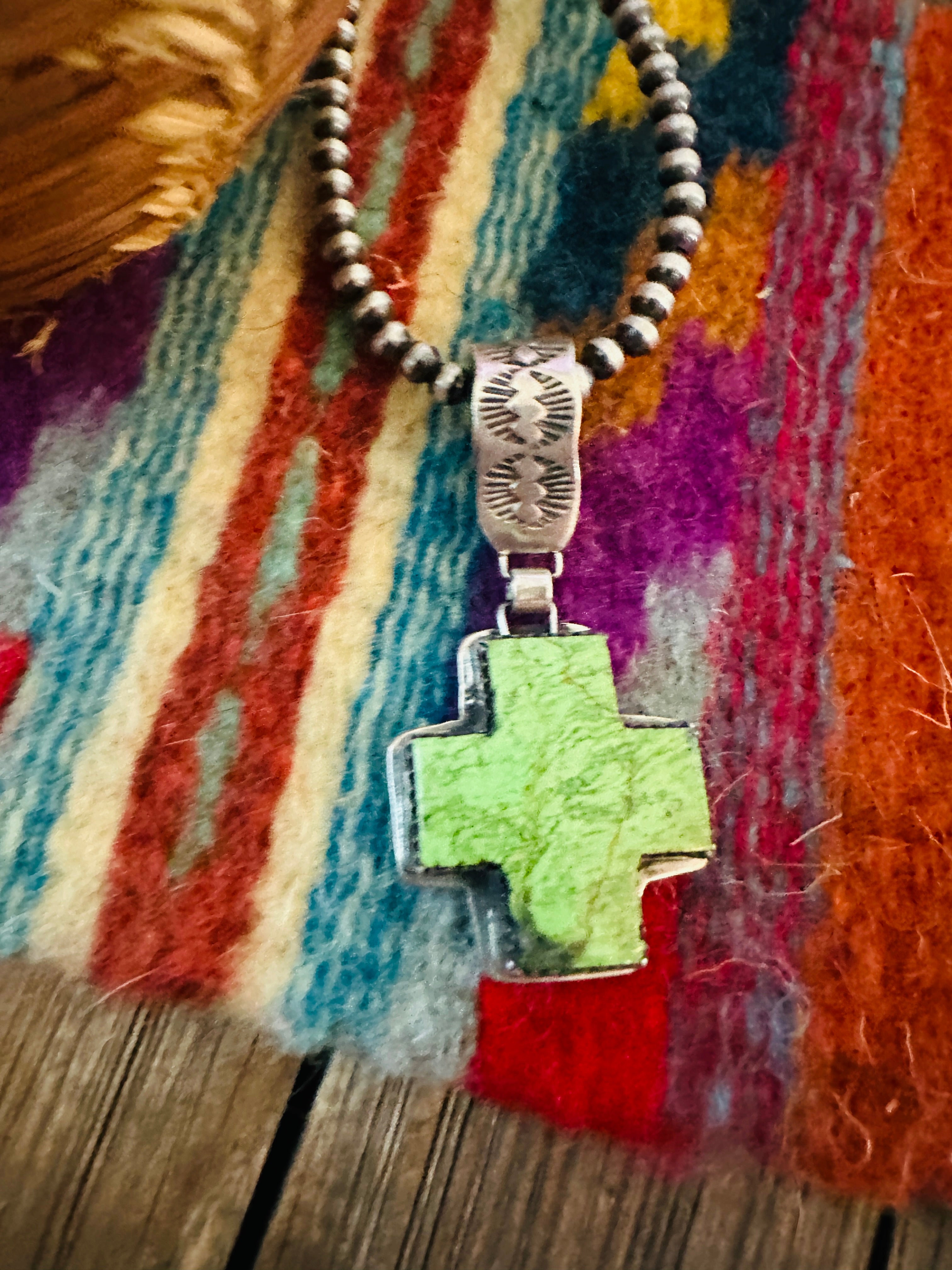 Handcrafted Sterling Silver & Turquoise Cross Pendant by Buffalo Dancer