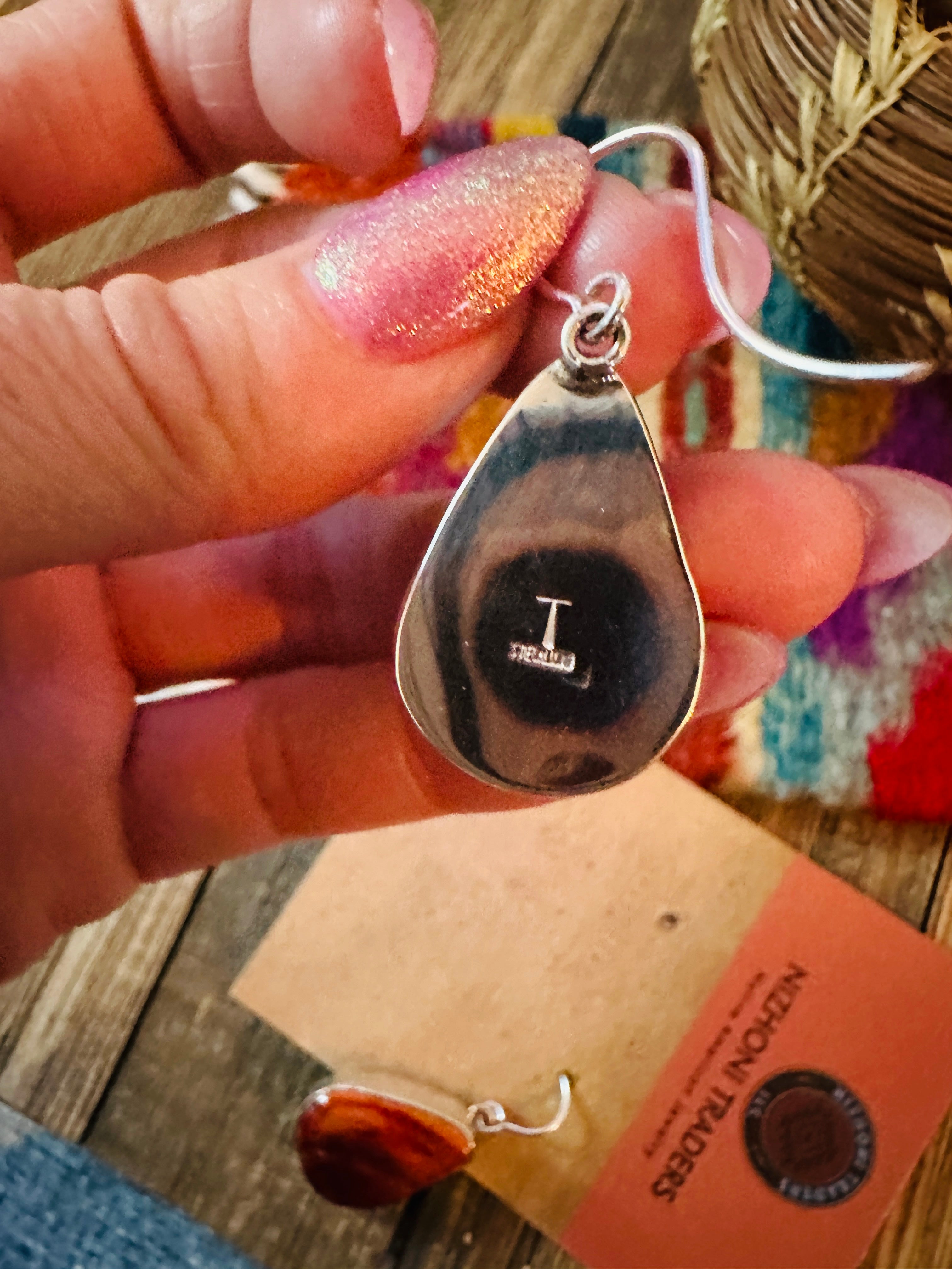 Handcrafted Spiny Oyster & Sterling Silver Dangle Earrings