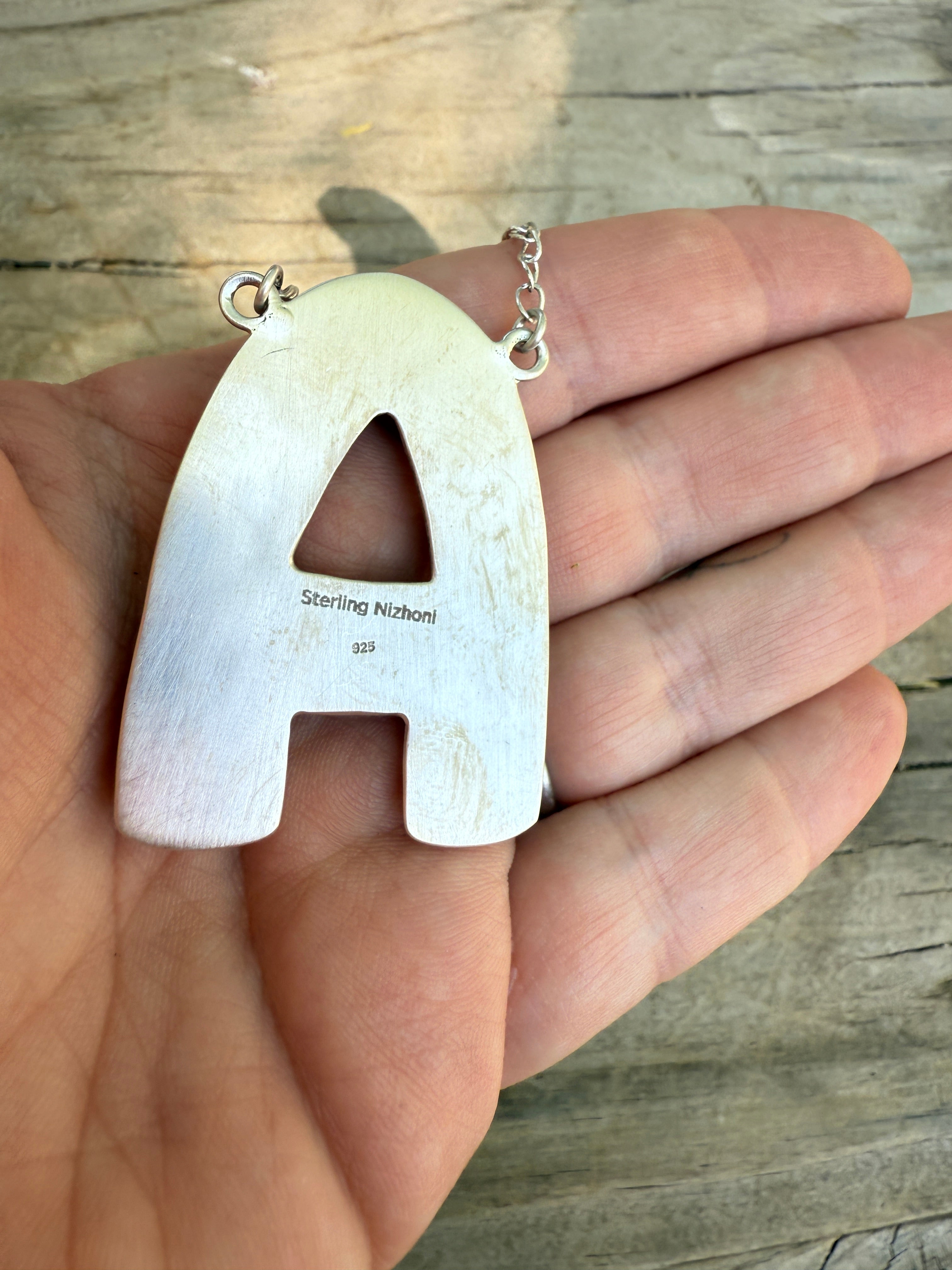 Handmade Sterling Silver Multi Stone Letter Necklace Signed Nizhoni Leslie’s fav