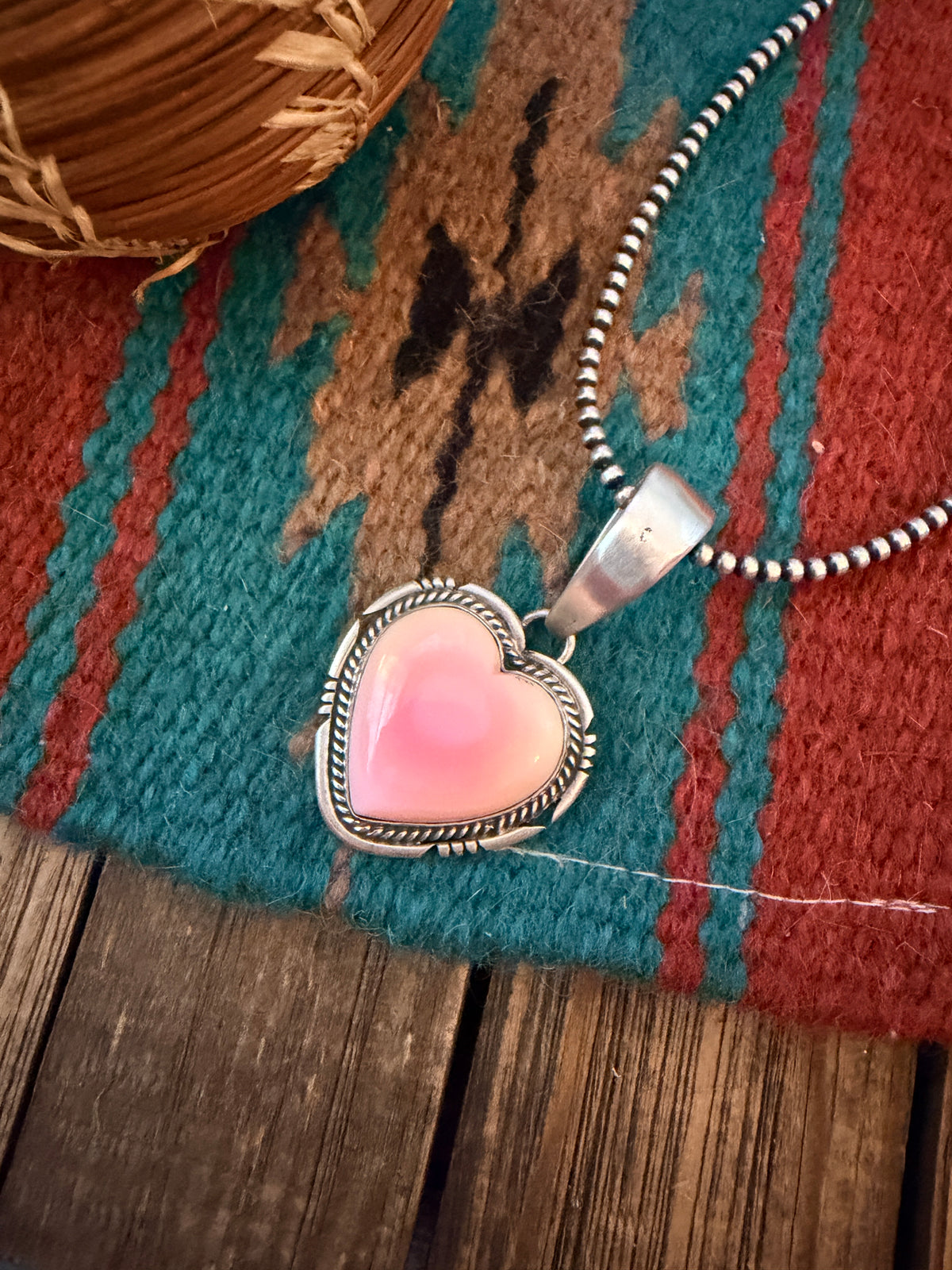 Handcrafted Sterling Silver & Queen Pink Conch Heart Pendant by Jon McCray