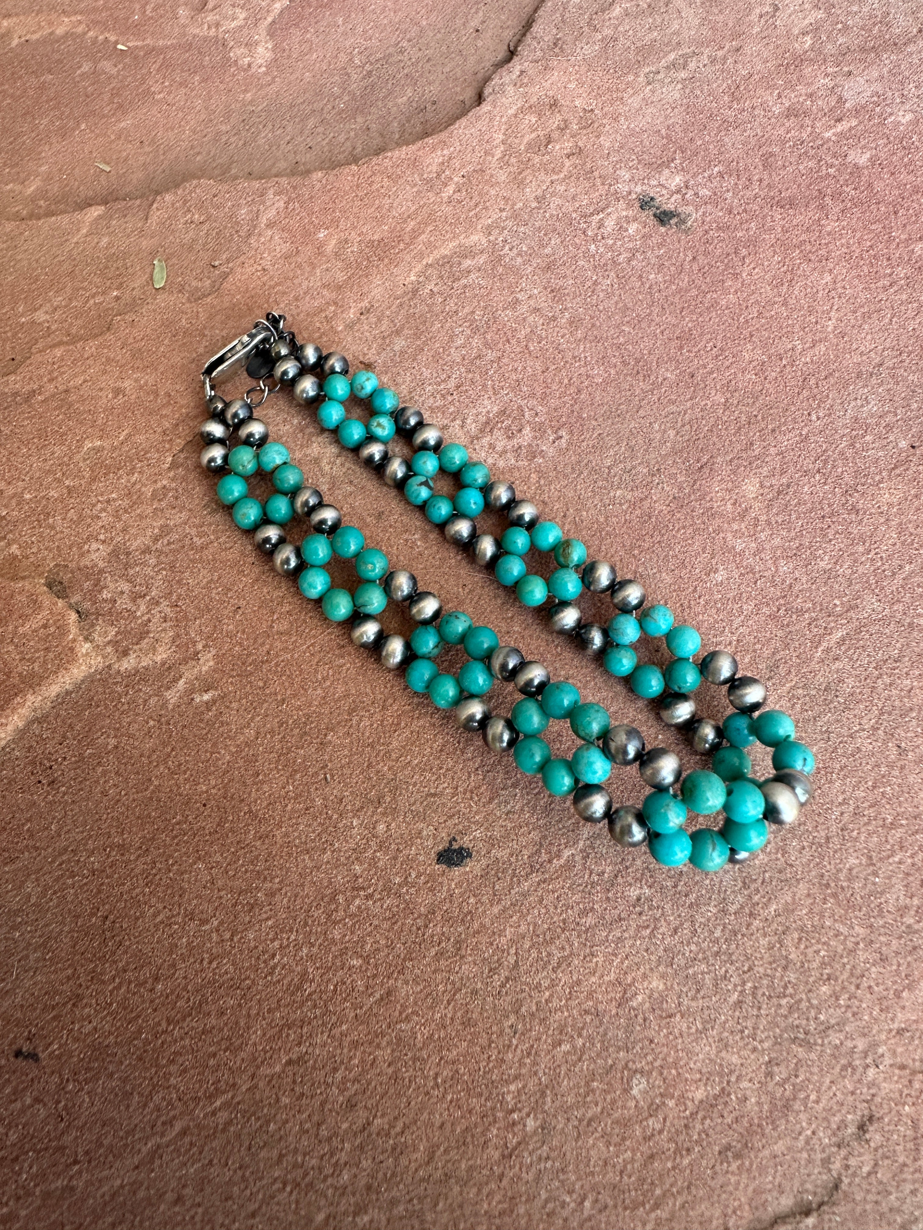 COWGIRL UP Handmade Sterling Silver & Turquoise Beaded Bracelet