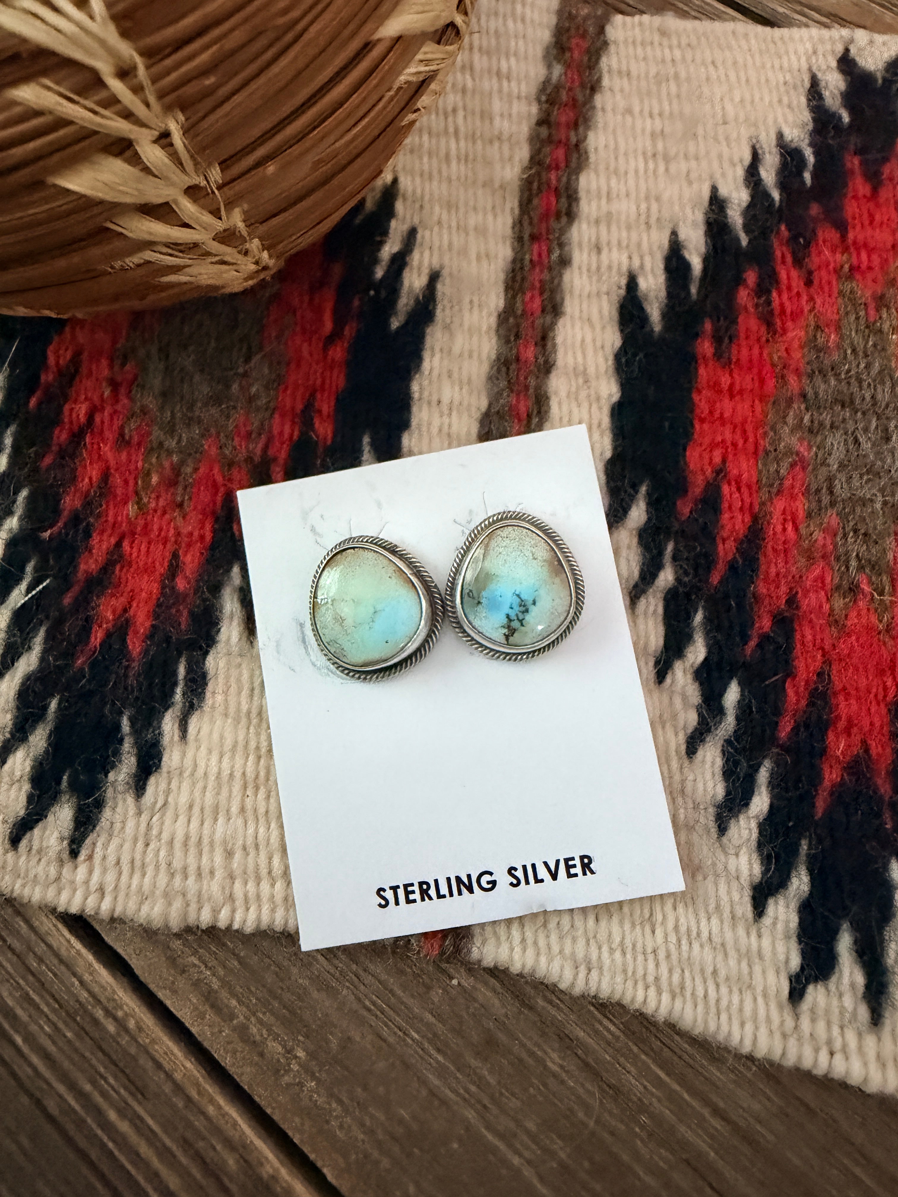 Handcrafted Palomino Turquoise & Sterling Silver Stud Earrings