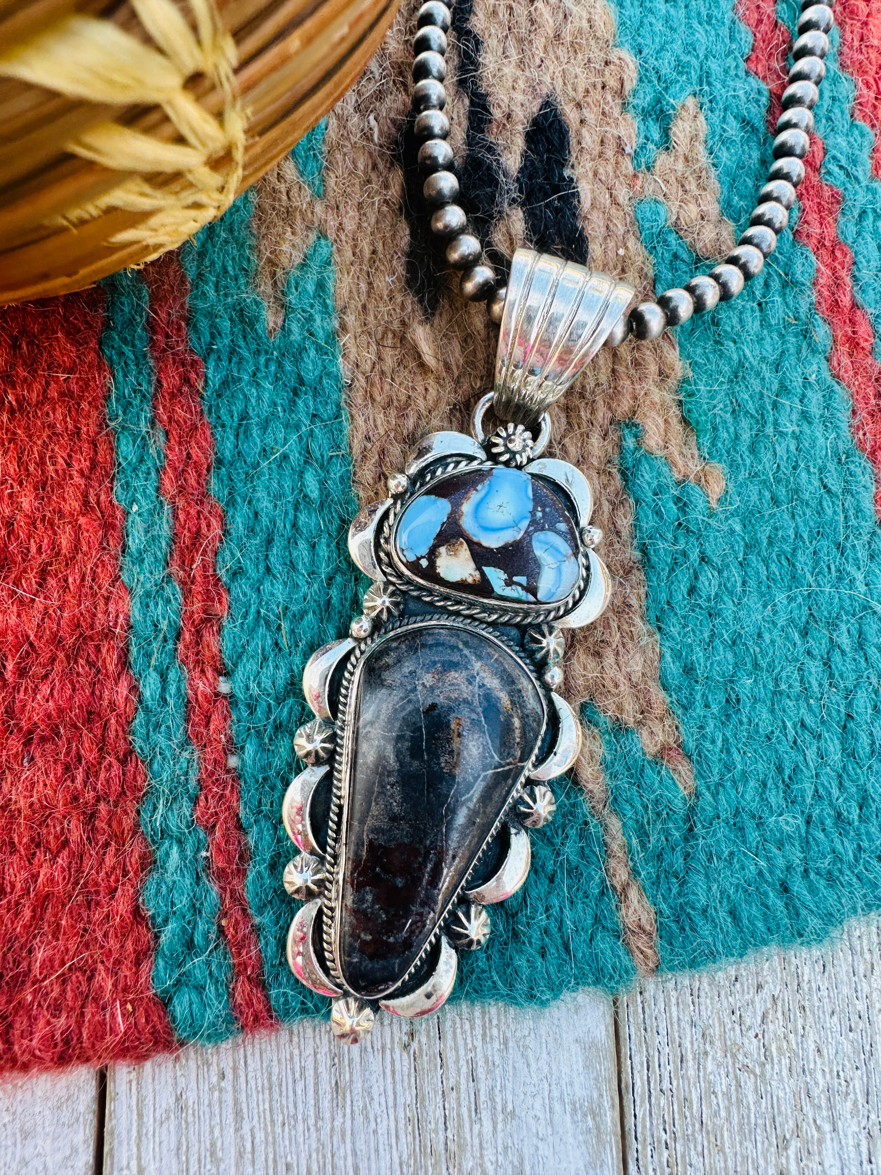 Handcrafted Sterling Silver & Multi Turquoise Pendant