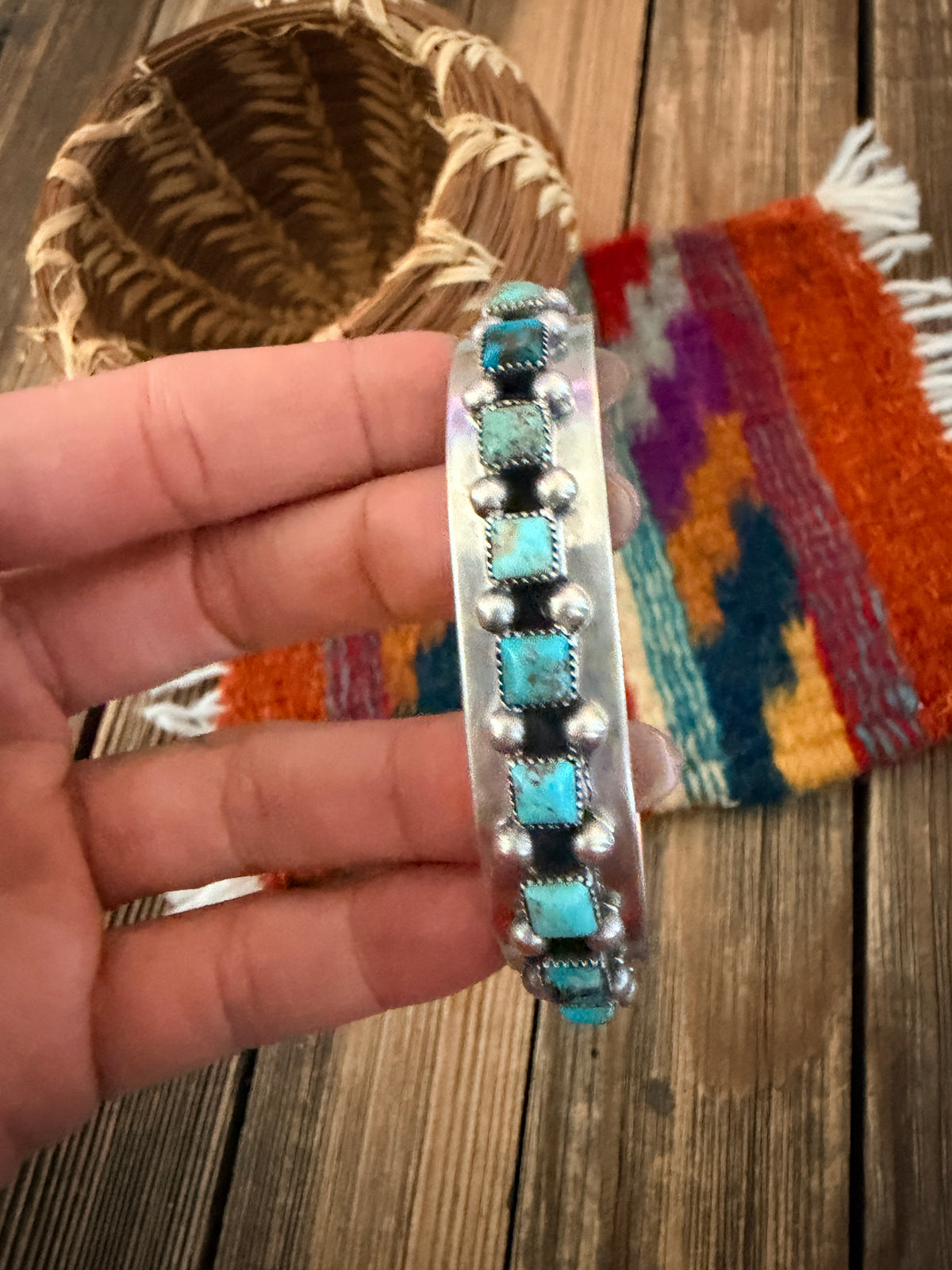 Handcrafted Turquoise & Sterling Silver Cuff Bracelet by Paul Largo