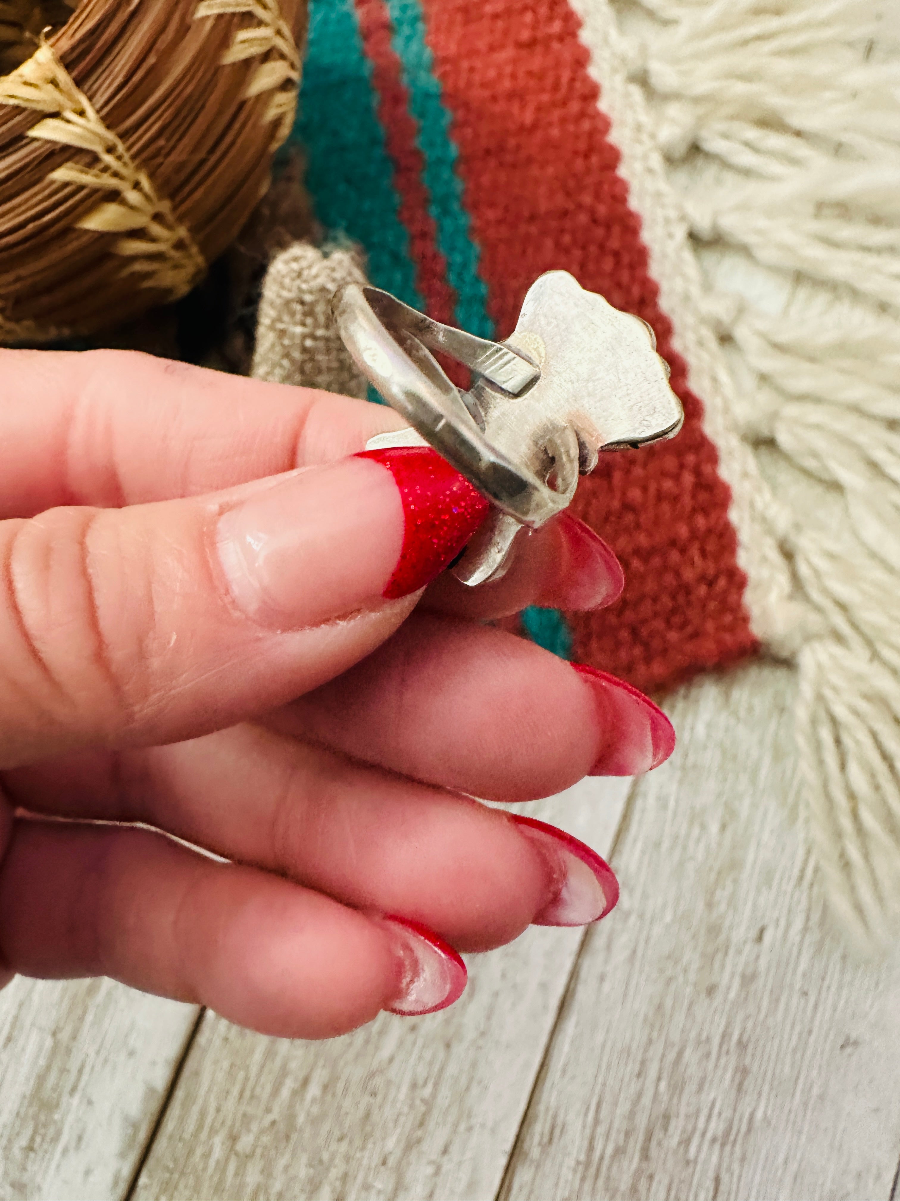 Handcrafted Multi Stone & Sterling Silver Inlay Sun Face Ring Size 6.5