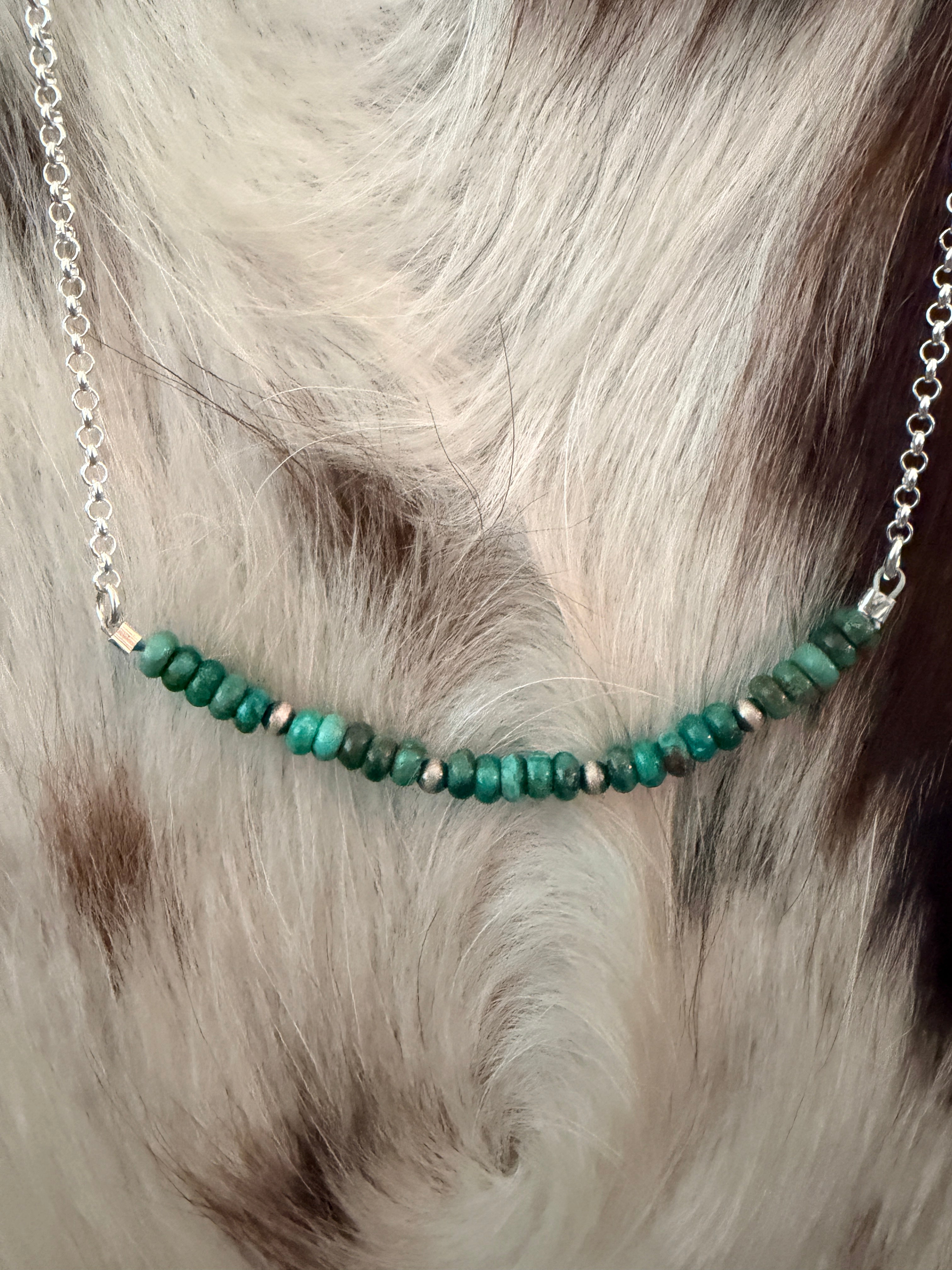Handmade Sterling Silver & Turquoise Beaded Necklace