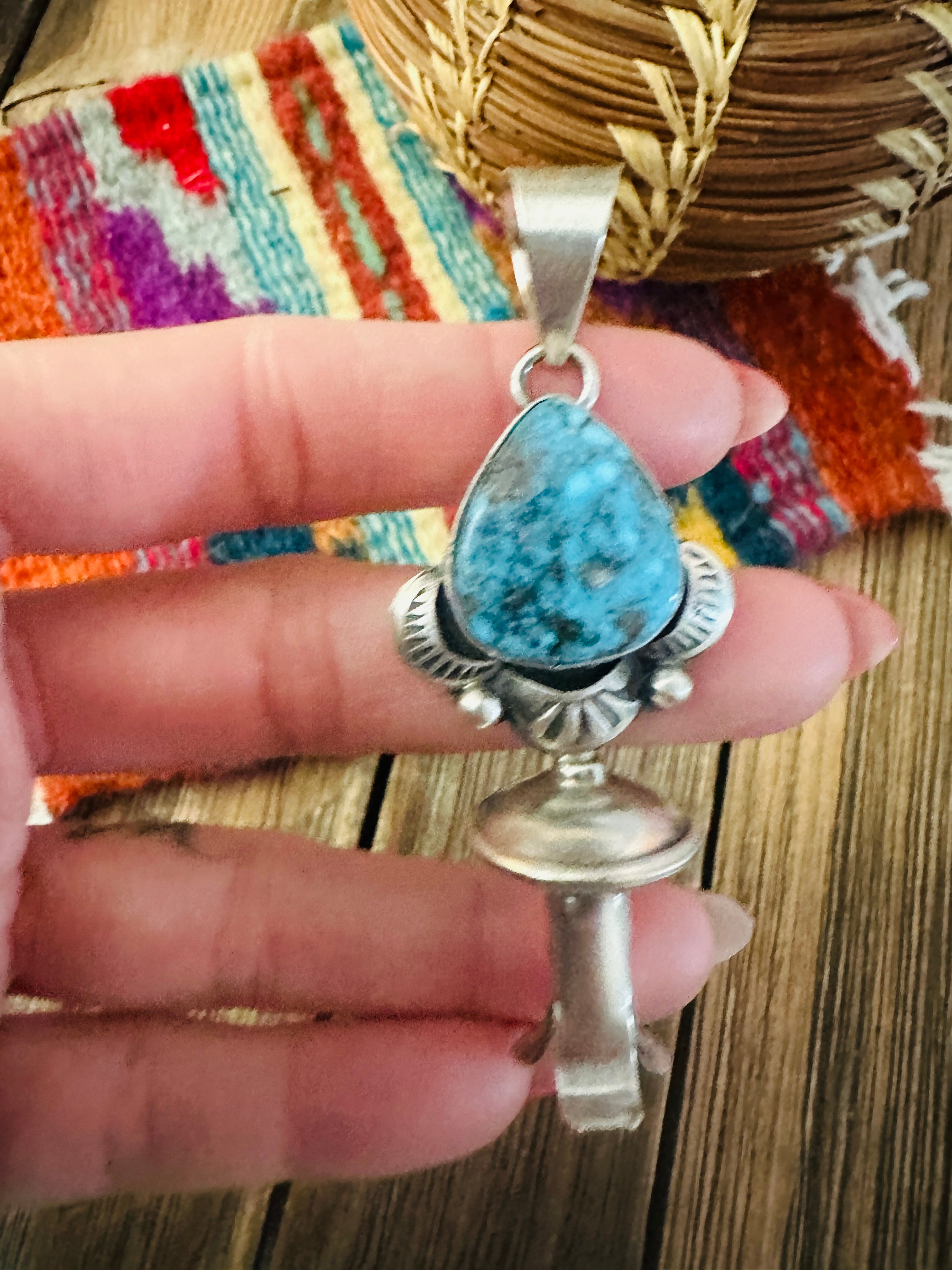 Handcrafted Sterling Silver & Turquoise Blossom Pendant