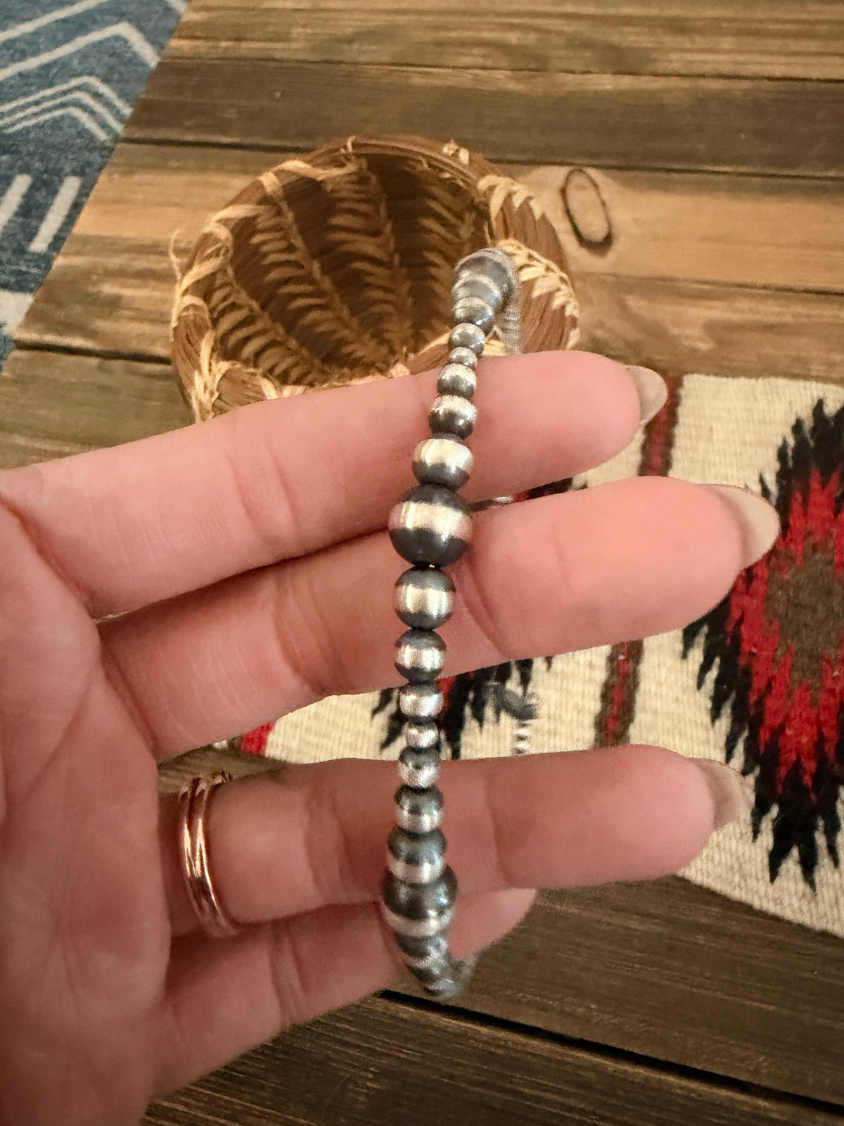 Handcrafted Sterling Silver Pearl Beaded Wrap Choker Necklace