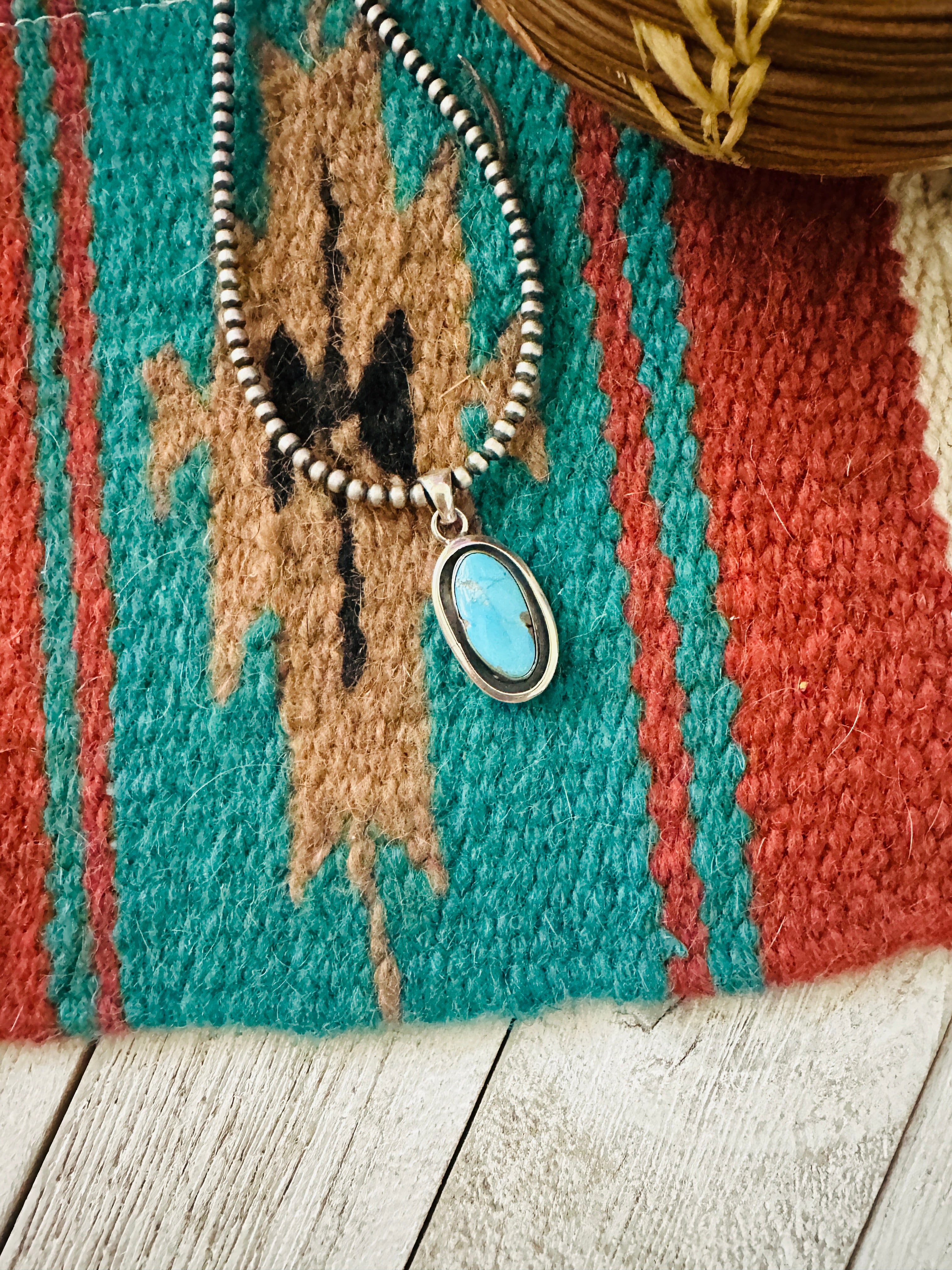 Navajo Turquoise & Sterling Silver Shadowbox Pendant