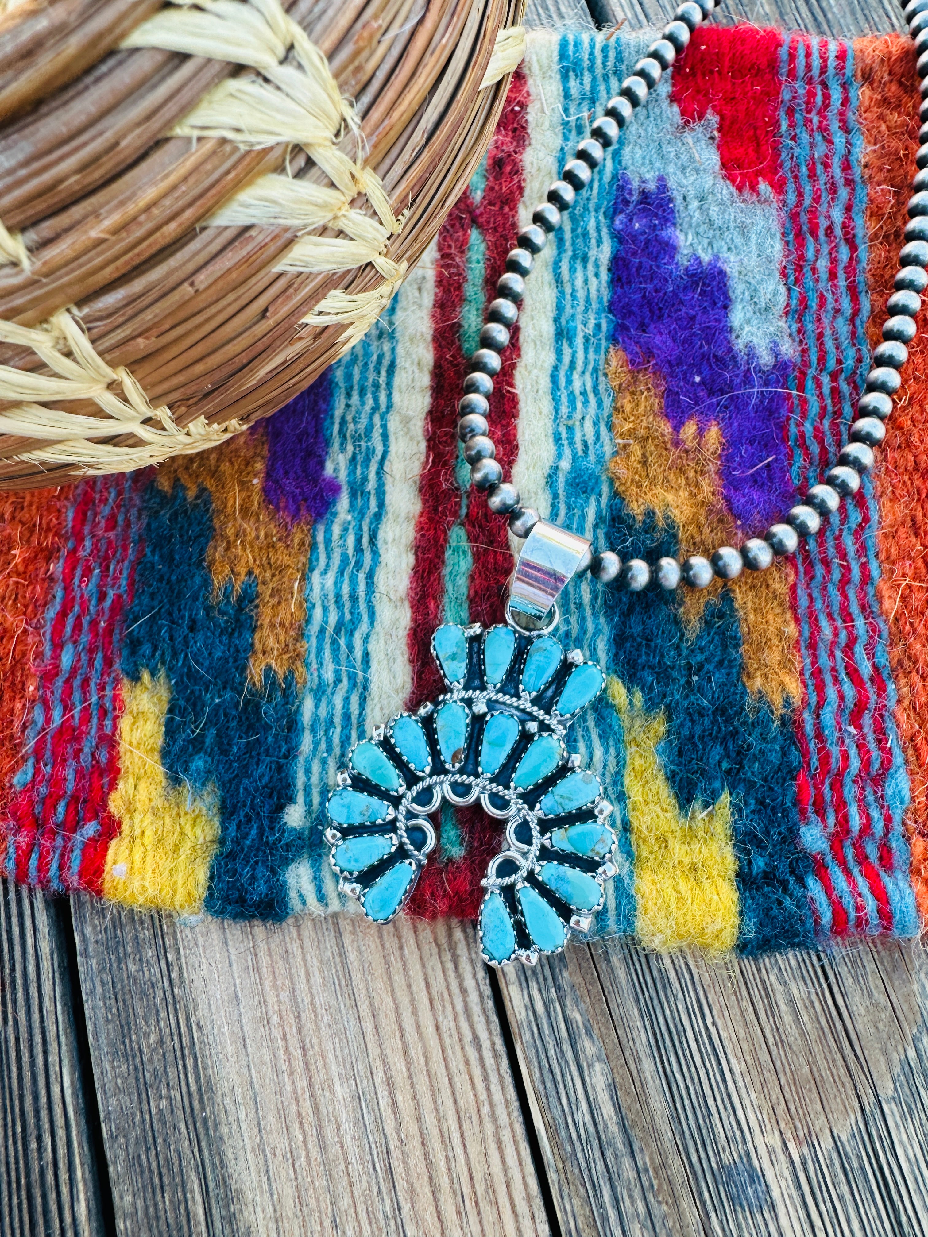 Handcrafted Sterling Silver & Turquoise Naja Pendant