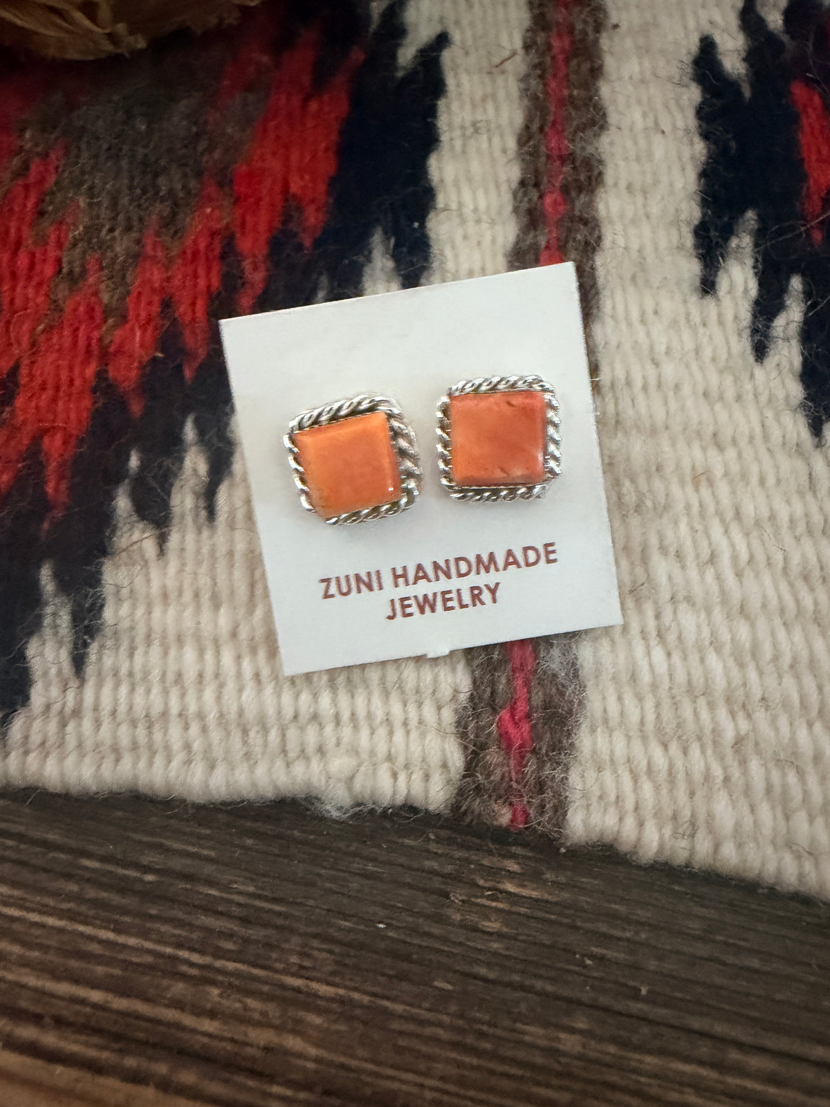 Handcrafted Orange Spiny & Sterling Silver Stud Earrings